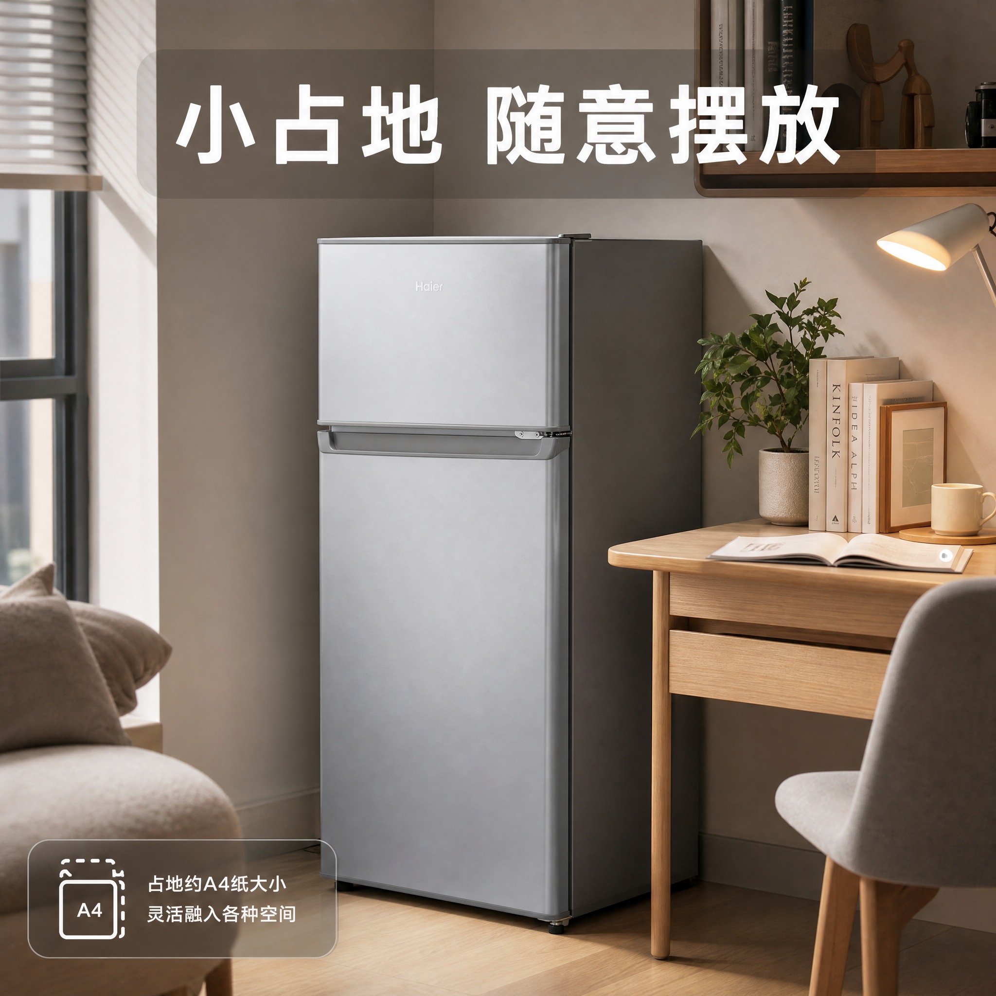 [主图-4] 场景与使用体验，展示小冰箱在真实家居场景中的小占… - 图片创意预览