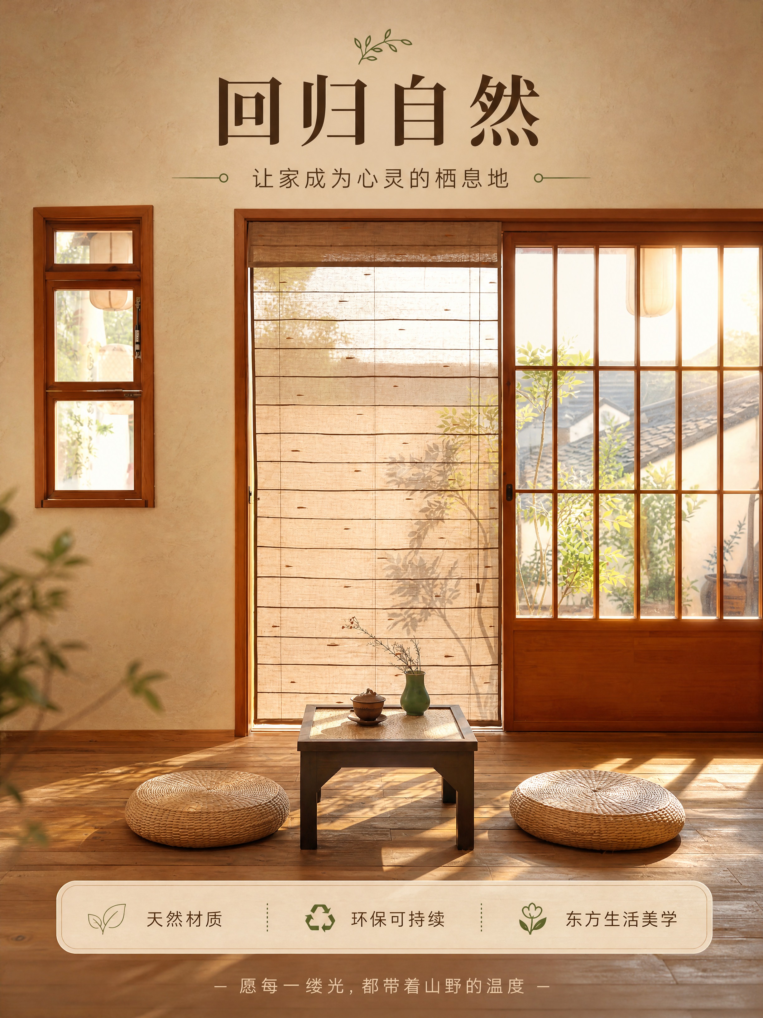 [商品] 使用【图10】亚麻卷帘茶室全景场景；商品处理：保留卷… - 图片创意预览