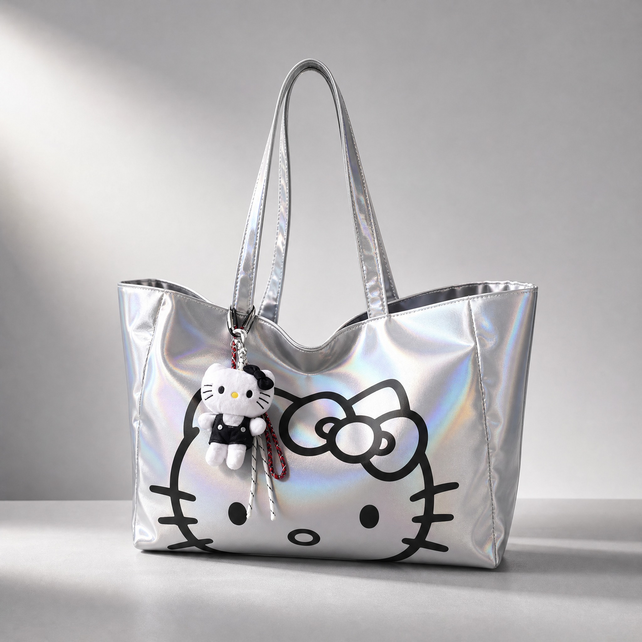 [主图-1] 银色镭射Hello Kitty托特包正面单品展示… - 图片创意预览