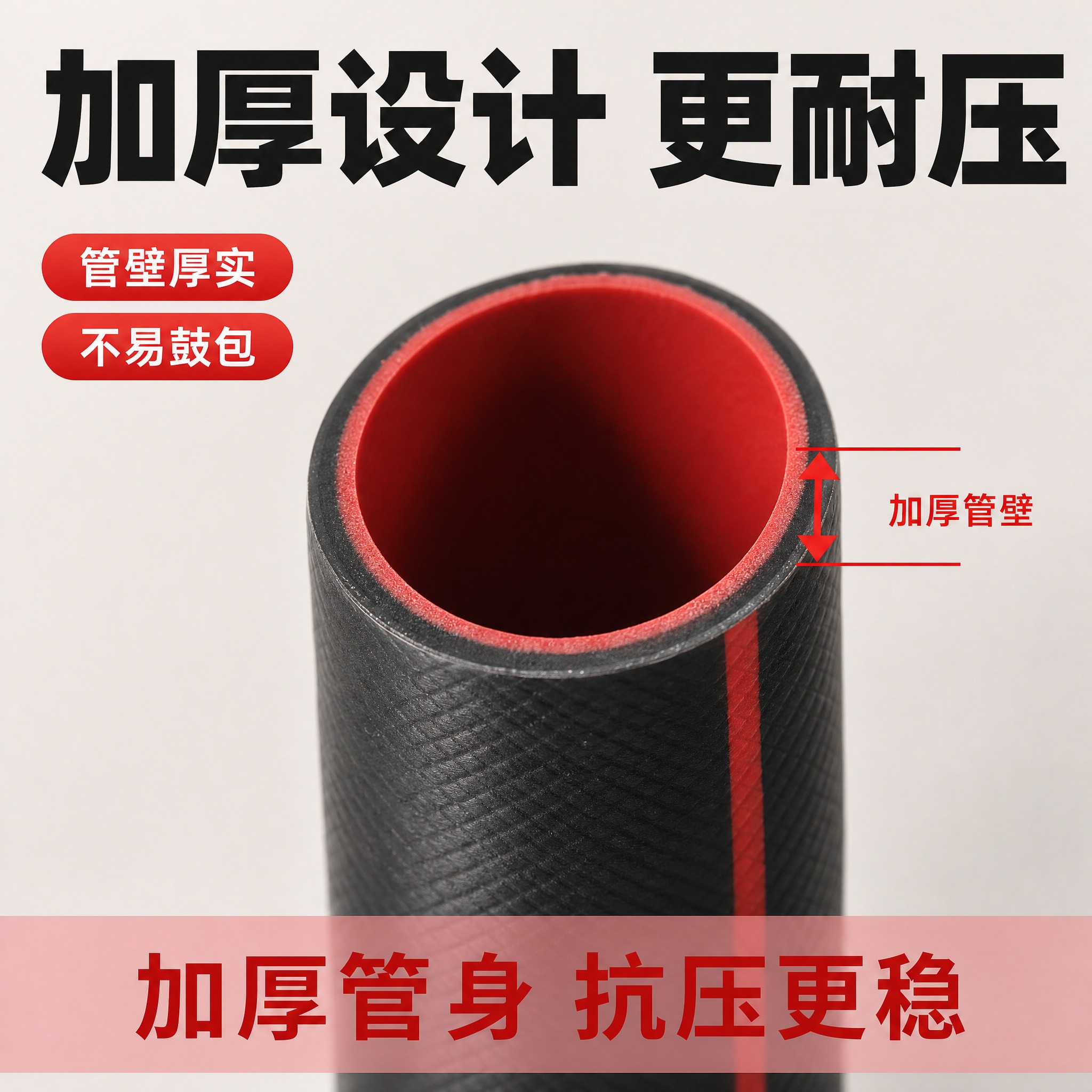 [主图-3] PVC高分子复合软管 加厚管壁展示。画面主体为竖… - 图片创意预览