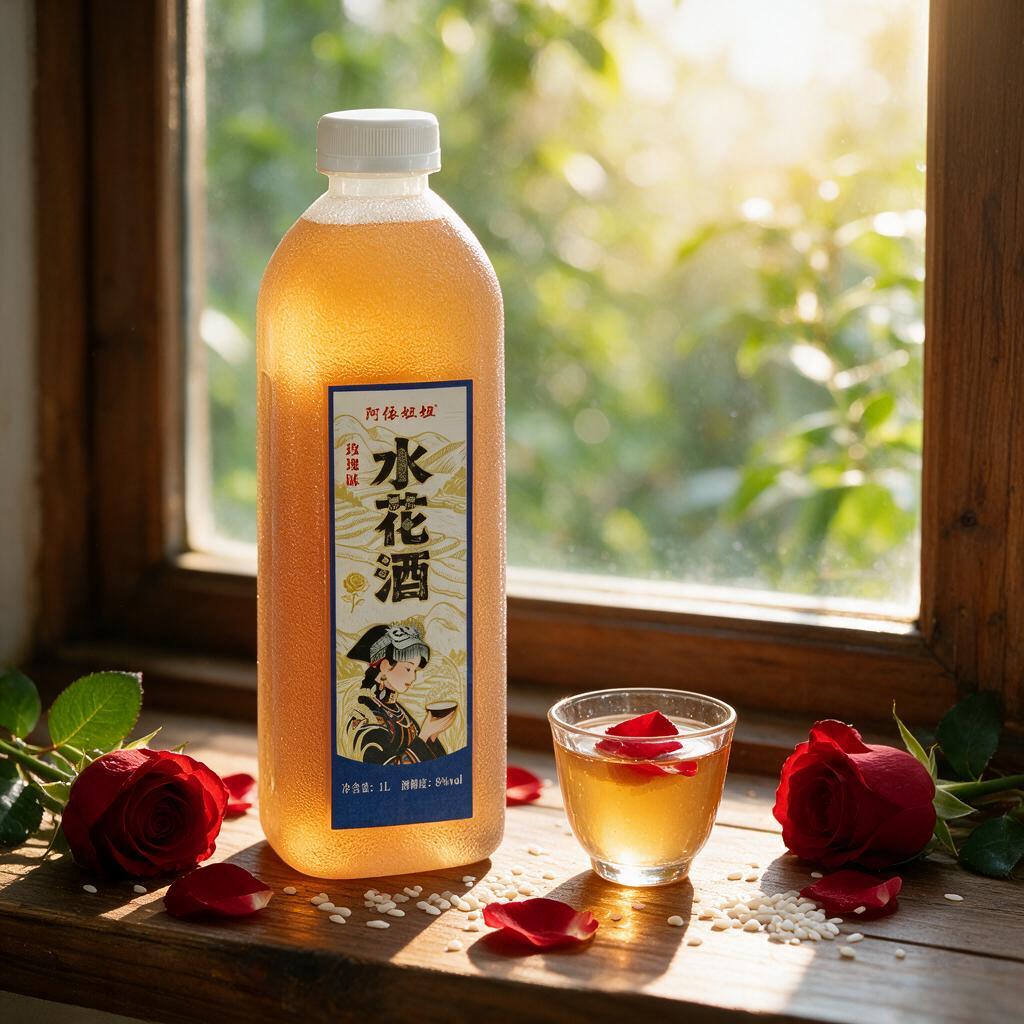 [商品] 使用产品图阿依妞妞玫瑰味水花酒，透明磨砂塑料瓶白色瓶… - 图片创意预览