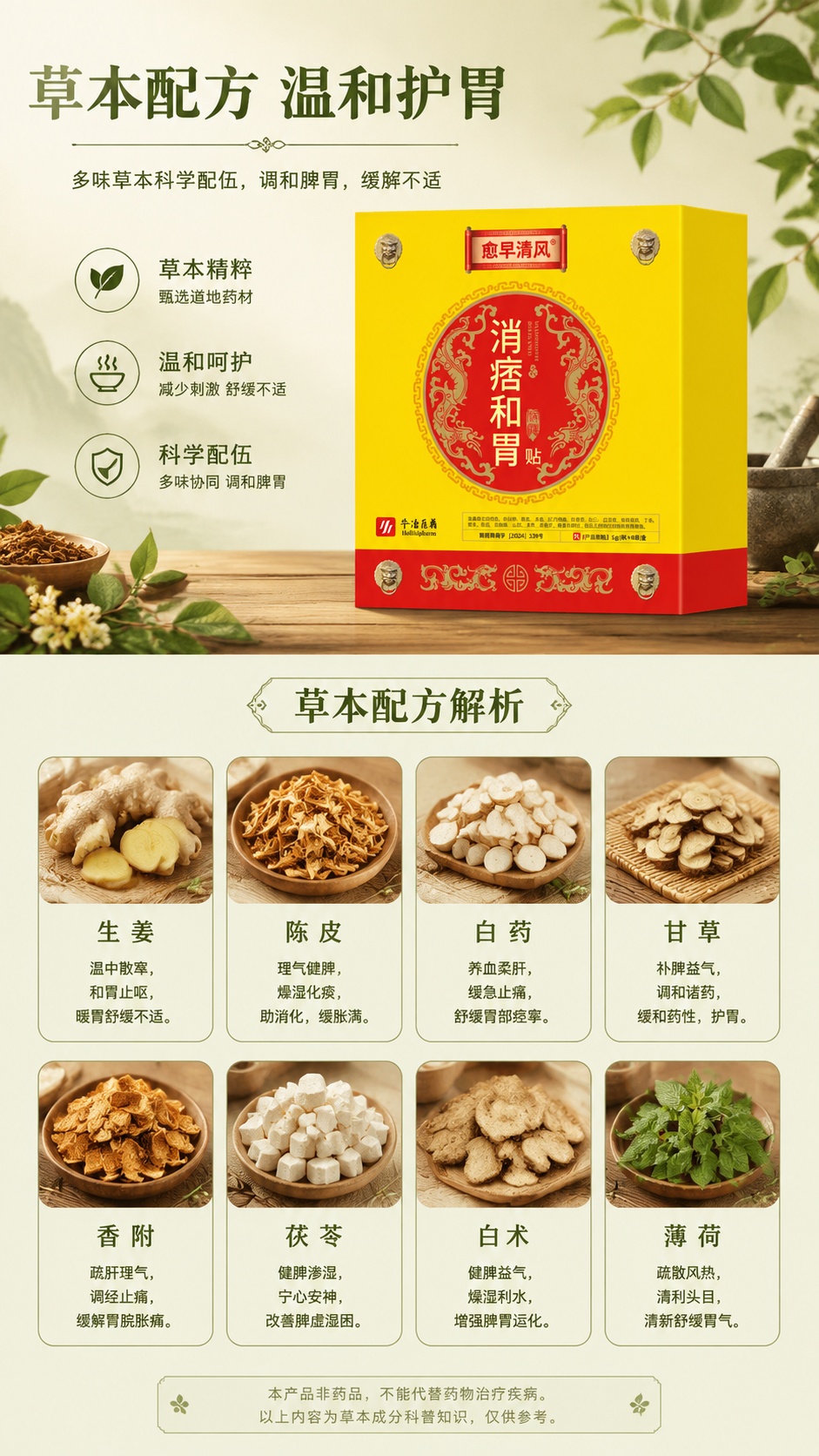 [第3屏] 配方原理解析屏-消痞和胃贴草本配方解析。本屏使用【… - 图片创意预览