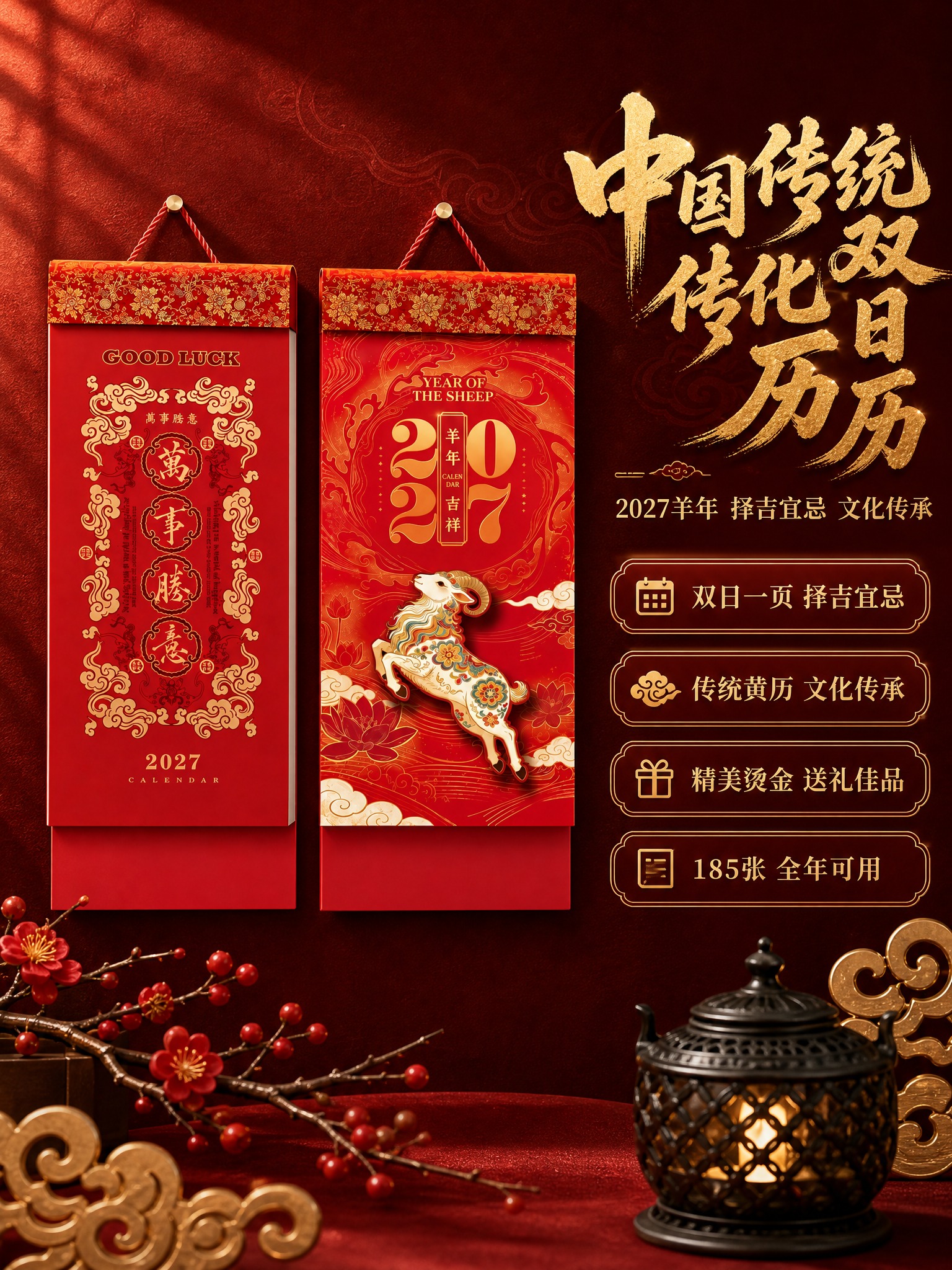 [商品] 使用【图1】【图2】两款2027中国传统文化双日历；… - 图片创意预览
