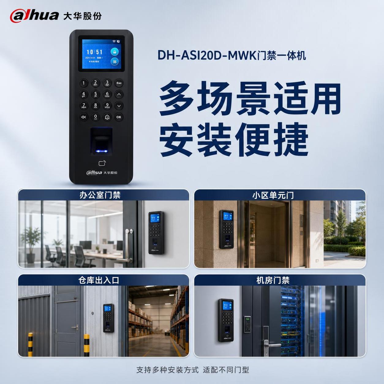 [主图-4] 门禁一体机适用场景与安装示意图，多场景应用展示，… - 图片创意预览