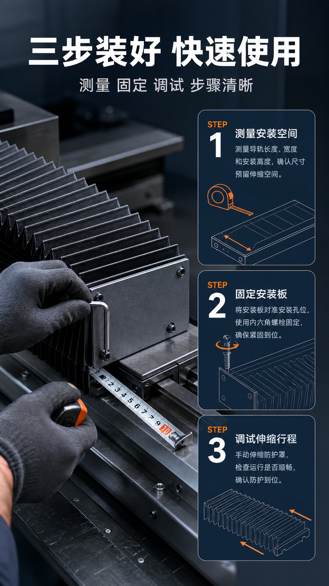 [商品] 使用【图1】仅作产品形态参考：风琴式导轨防护罩，黑色… - 图片创意预览
