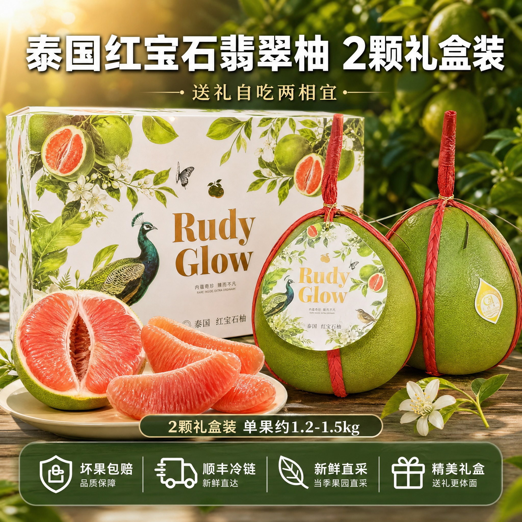 [主图-5] 泰国红宝石翡翠柚子规格与服务承诺图，促进转化下单… - 图片创意预览