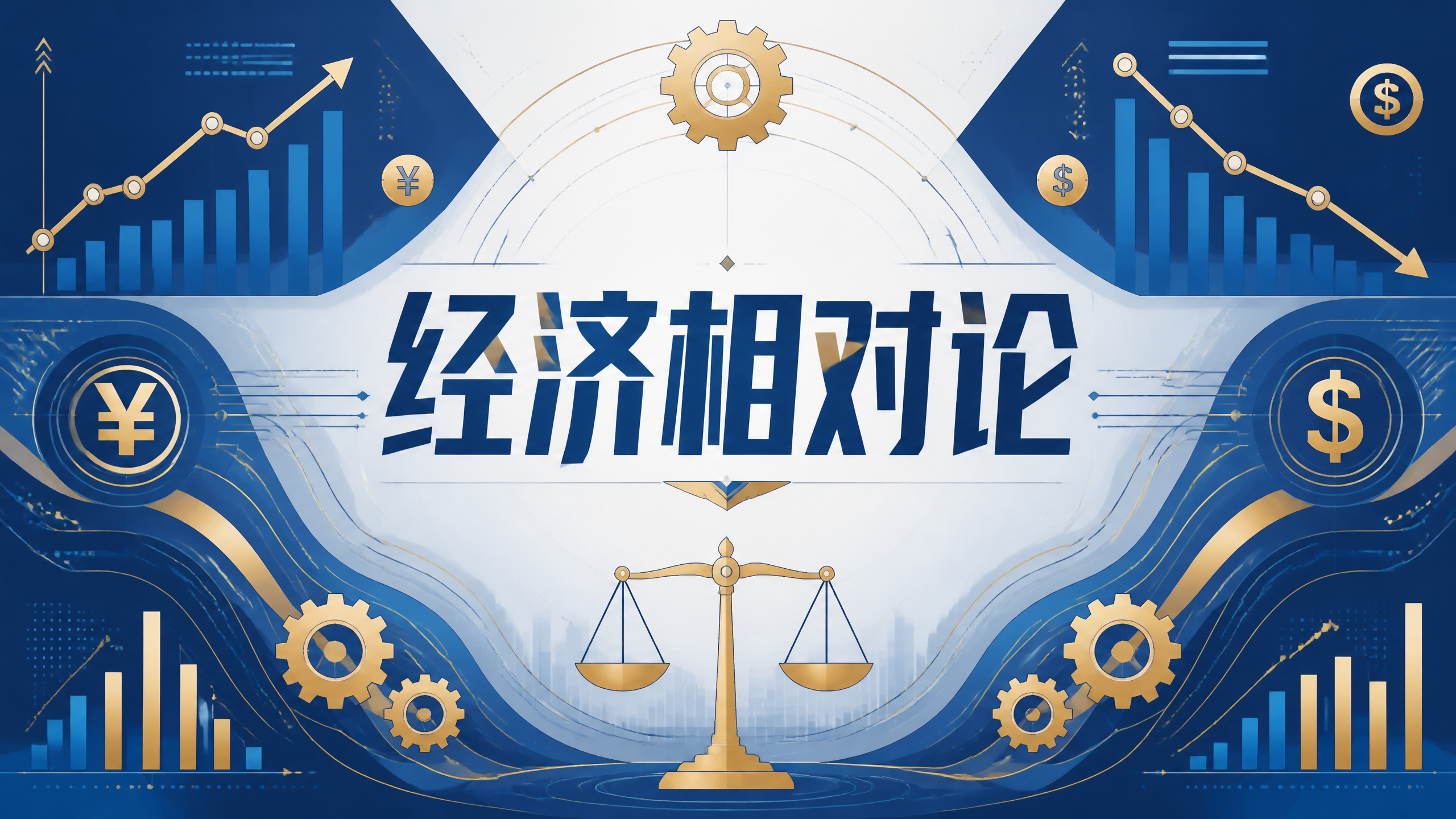 2D平面风格的经济主题专题图，画面正中央是醒目的中文标题文字"… - 图片创意预览