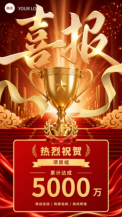 红金色喜庆风商业销售业绩喜报