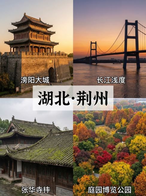 你的任务
帮我制作5份由地区特色景象结合出来的风景宣传照片，并在图片中心用文字标上主要地点（只要一个），宣传照片由当地景色的2张或者4张或者6张或者9张照片结合而成
#备注
要求图片写实，使用香蕉2.预览效果