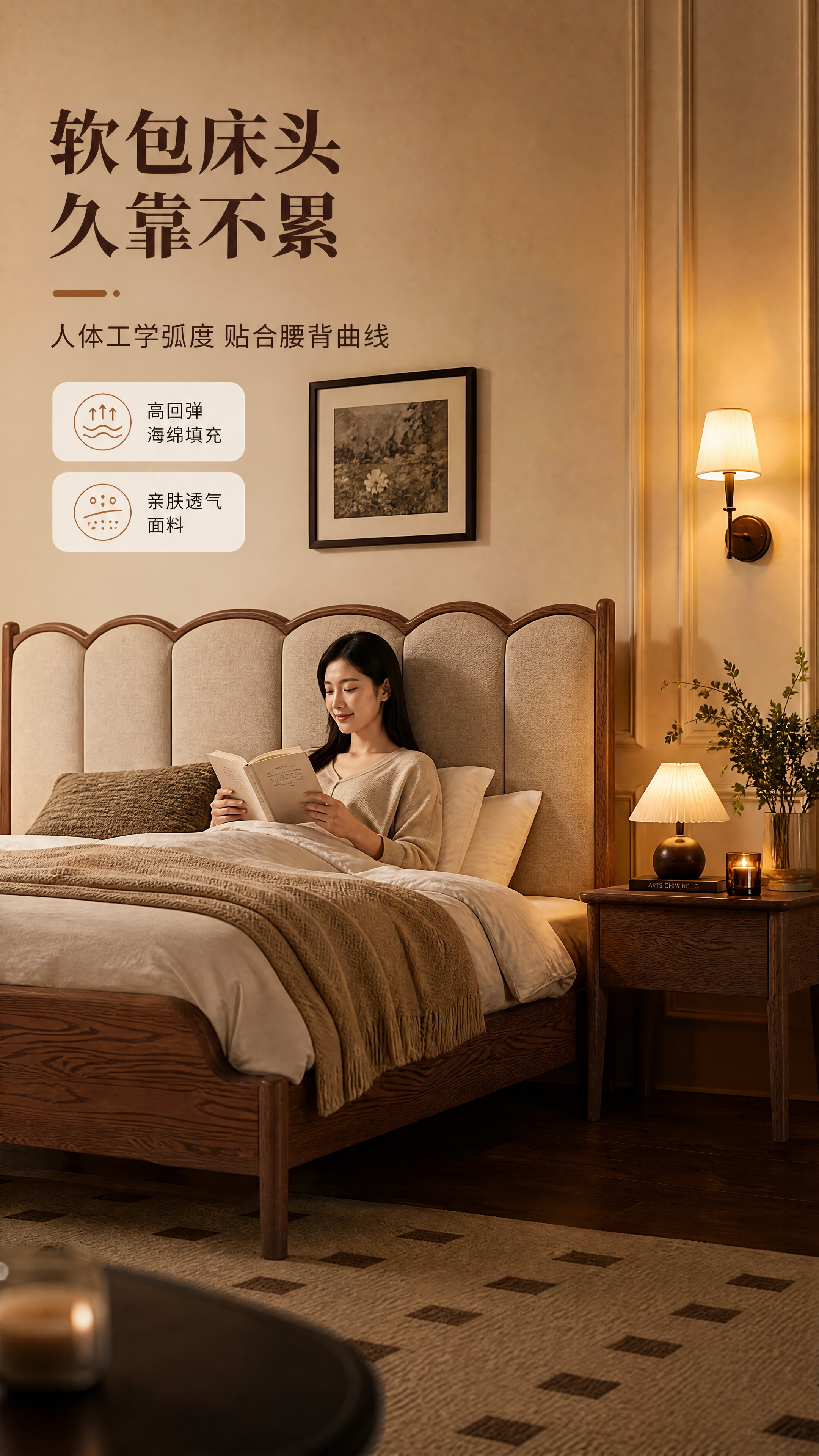 [商品] 使用【图2】白蜡木软包实木床和【图1】白蜡木床头柜；… - 图片创意预览