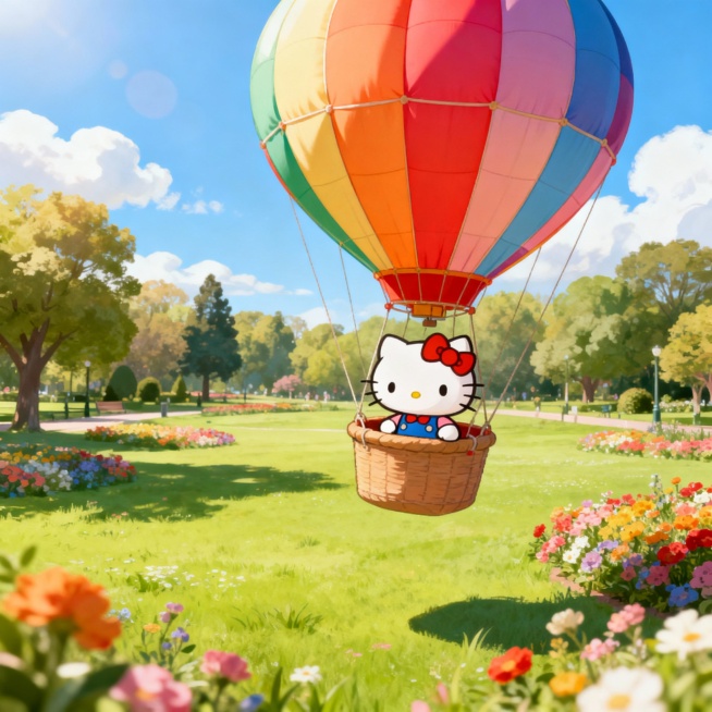 hellokitty在公园坐着热气球预览效果