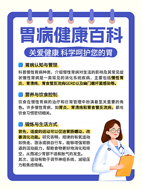 简约扁平插画手帐风胃病健康百科知识分享小红书配图