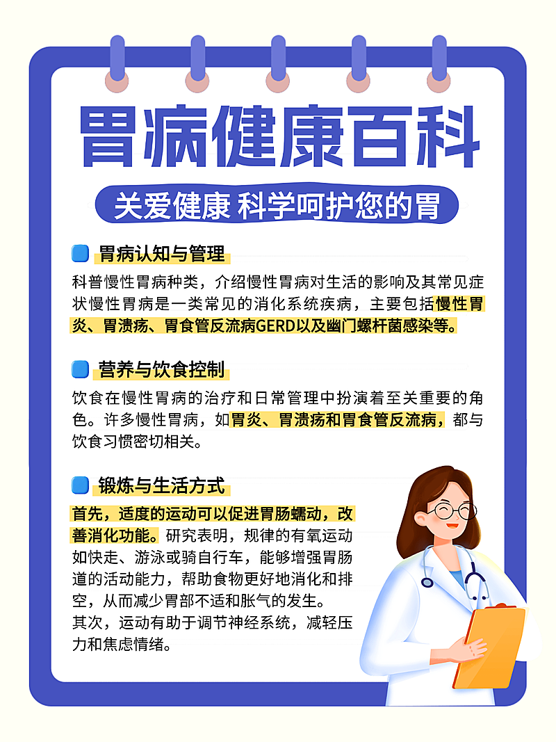 简约扁平插画手帐风胃病健康百科知识分享小红书配图