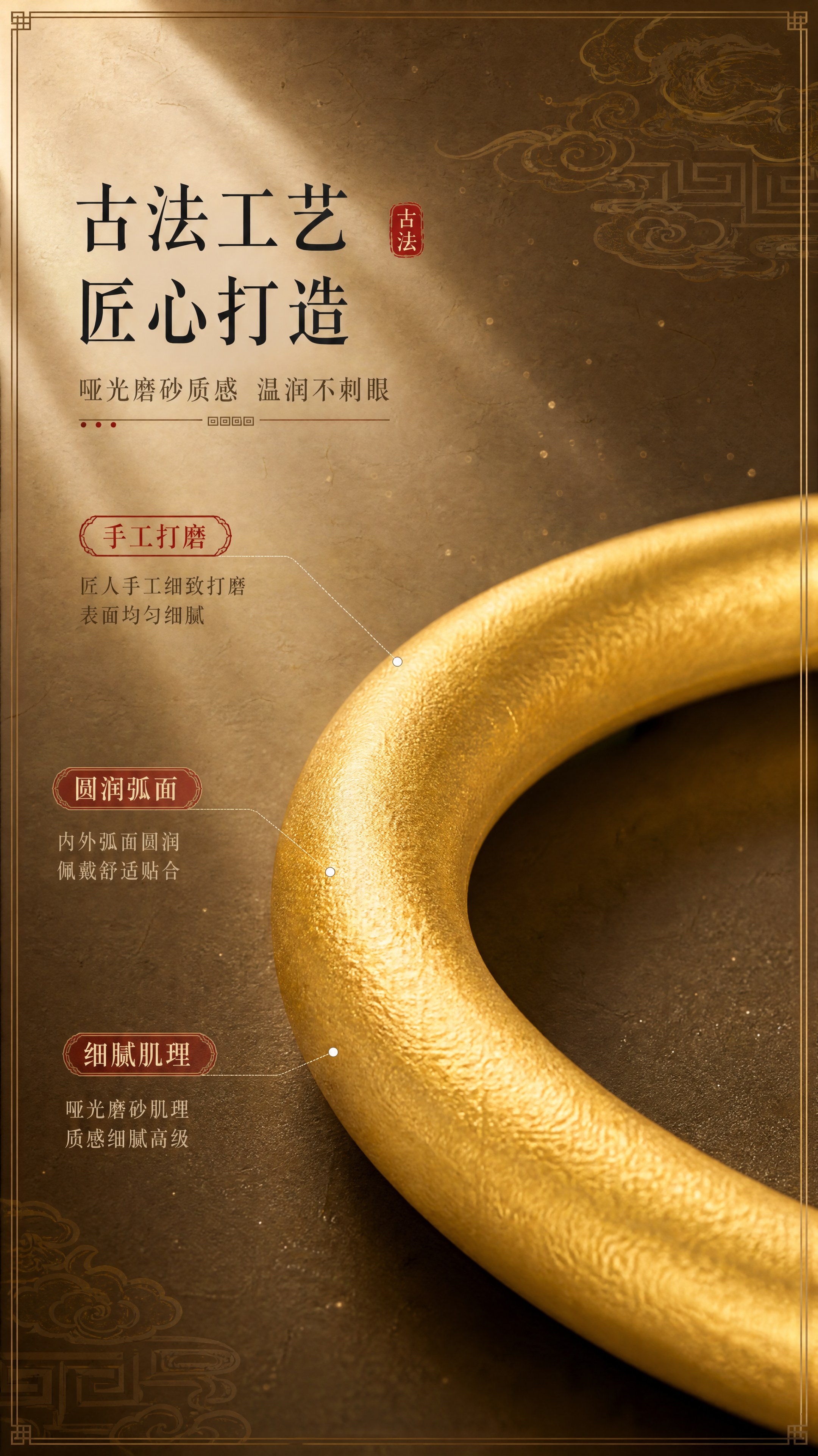 [商品] 使用【图1】古法平安福运手镯；保留素圈圆润造型、古法… - 图片创意预览