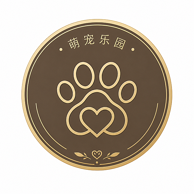 高级感极简轻奢风格景区打卡点图标，圆形徽章设计，主题为萌宠乐园，画面中央是极简线条的可爱动物爪印和心形组合，象征萌宠主题，采用烫金线条勾勒，深奶茶色背景，金色线条为主，留白充足，高端精致，扁平化矢量风格，纯白背景，质感高级