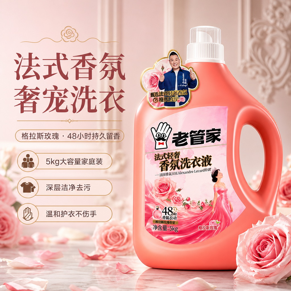 [商品] 使用【图1】老管家法式轻奢香氛洗衣液5kg装（格拉斯… - 图片创意预览