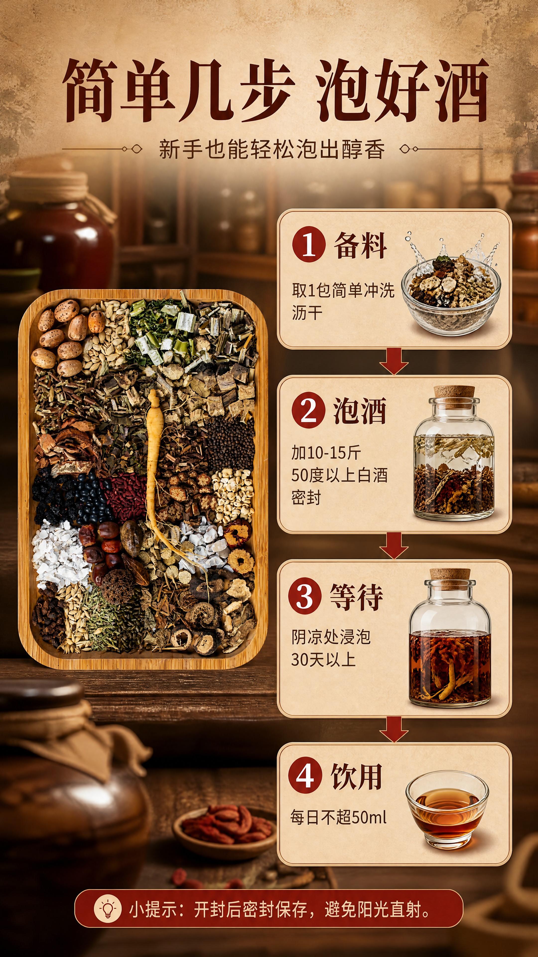 [商品] 使用【图1】32味泡酒料草本食材组合；保留竹制托盘和… - 图片创意预览
