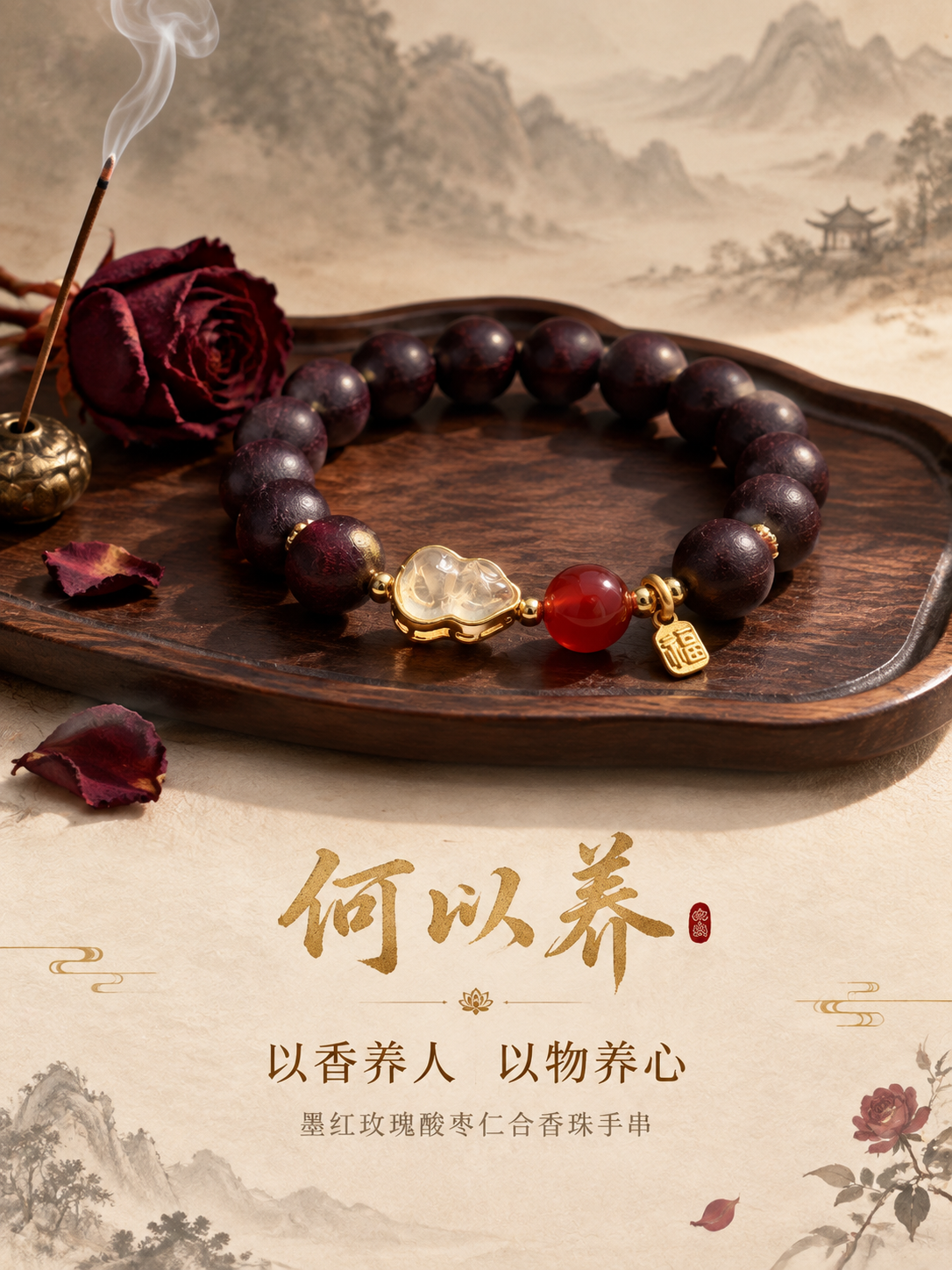 [商品] 使用【图1】墨红玫瑰酸枣仁合香珠手串；保留深紫色合香… - 图片创意预览