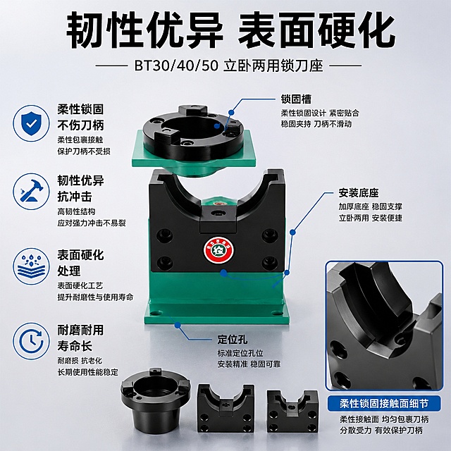 使用电商主图技能生成4张比例1:1的电商主图，适配平台为淘宝/天猫，商品为「图片1」，商品卖点为柔性锁固，不伤刀柄，韧性优异，表面硬化，耐磨耐用，