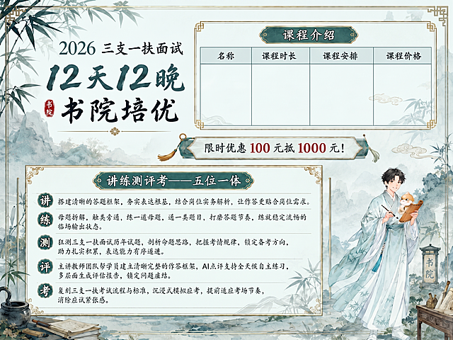 将整体图片的颜色调整为淡淡的蓝绿色系，保留所有文案和画面布局不变，保持原有的古风国潮风格不变