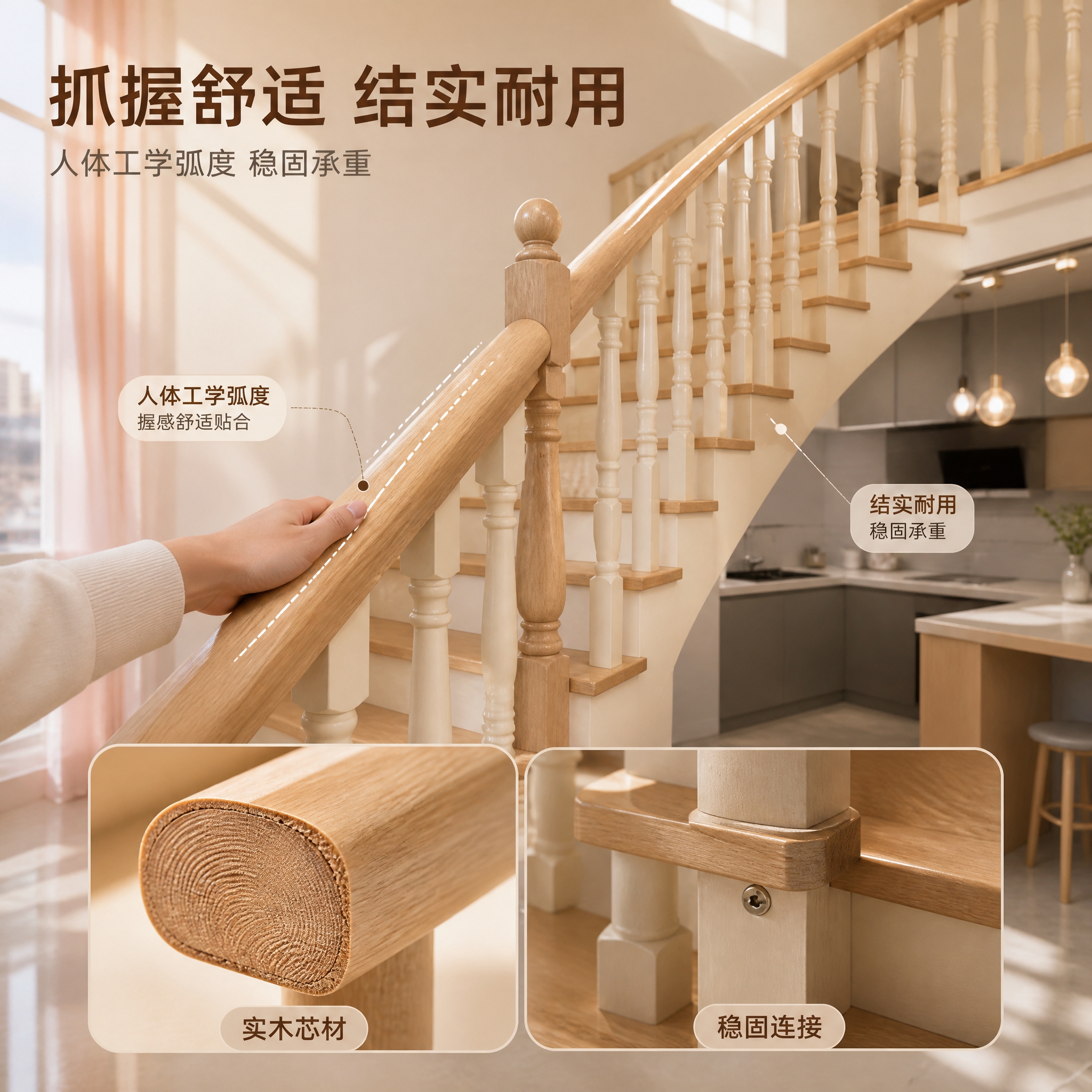 [主图-2] 主题：实木扶手抓握舒适与结实耐用结构展示，唯一任… - 图片创意预览