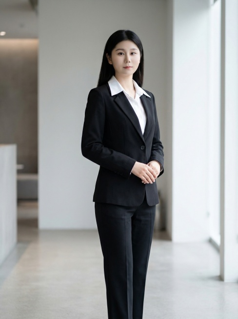 根据人物面部特征，生成全身职业照，风格要高级预览效果