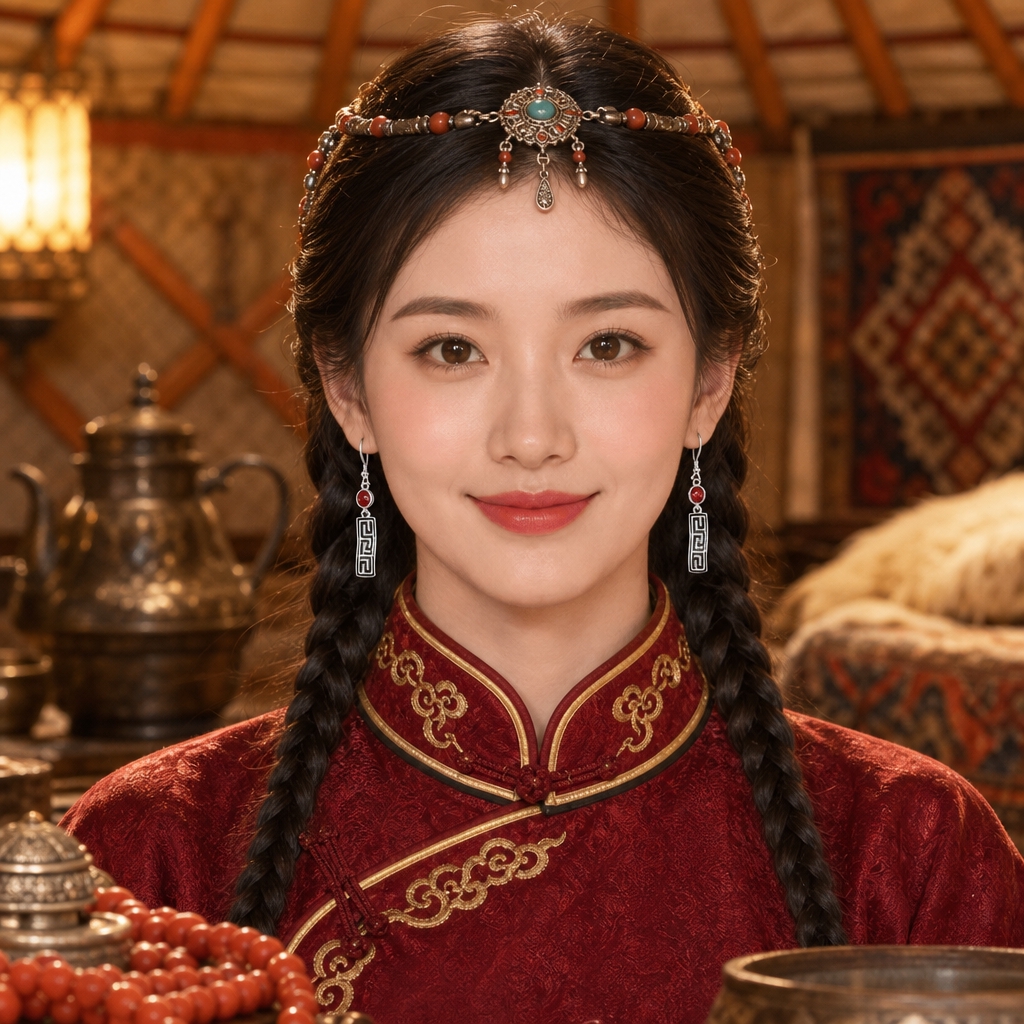 [主图2] 蒙古族风情正面佩戴主图，1:1画幅。 [统一基调]… - 图片创意预览