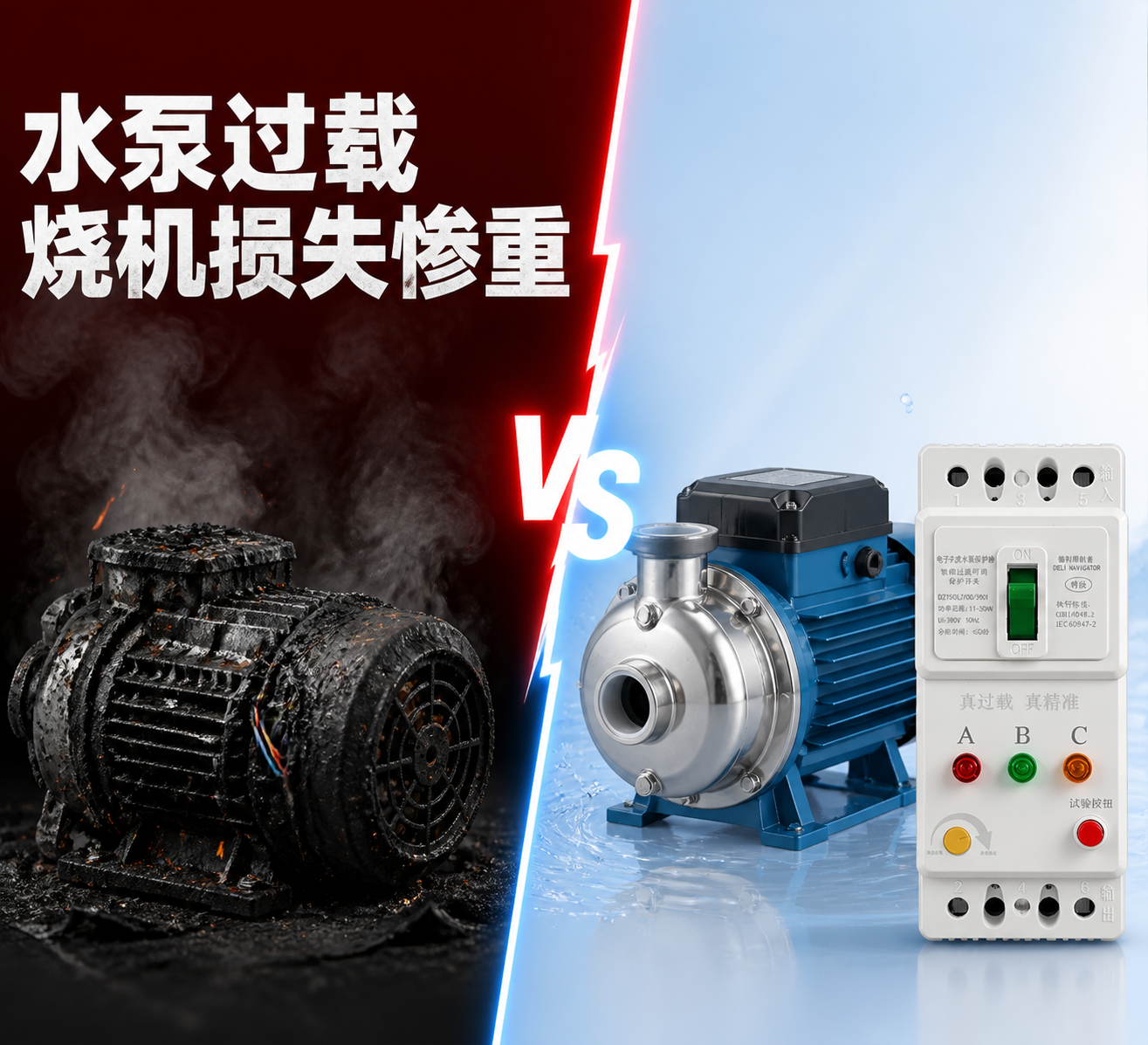 电商详情页对比海报设计，画面从中间垂直分为两半。左半部分：背景… - 图片创意预览