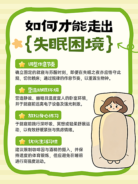 卡通插画风失眠知识分享小红书配图