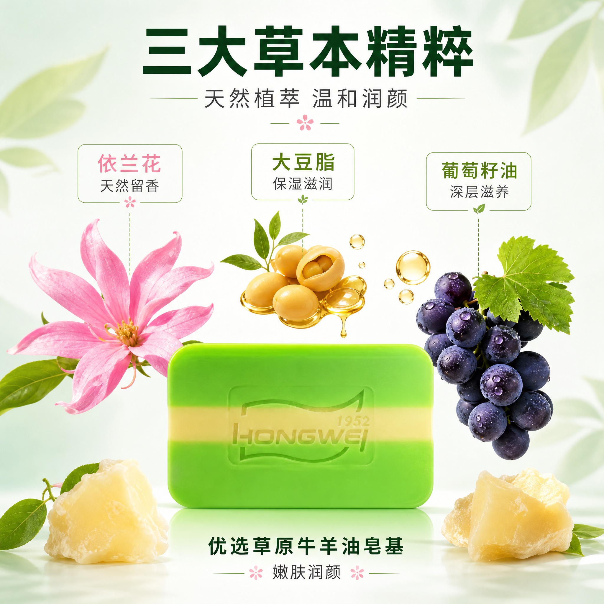 [主图-2] 三大草本精粹成分解析，清新风格，展示天然植萃成分… - 图片创意预览