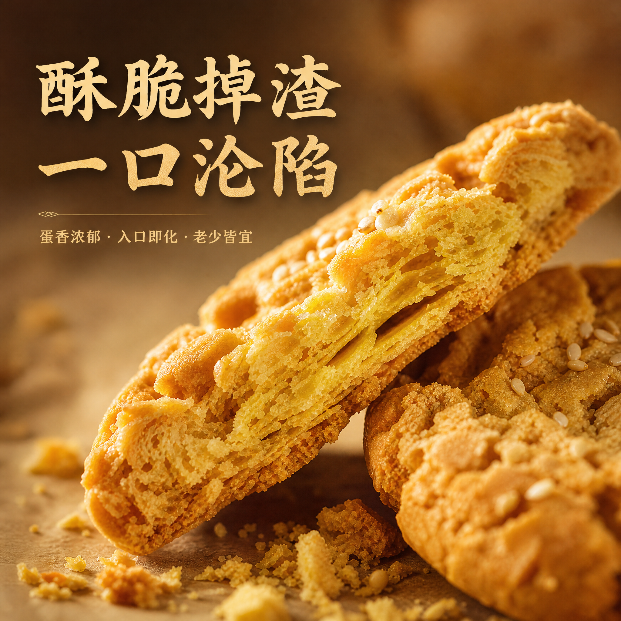 电商主图第3张，细节与口感特写款，主题：酥脆掉渣 一口沦陷。统… - 图片创意预览