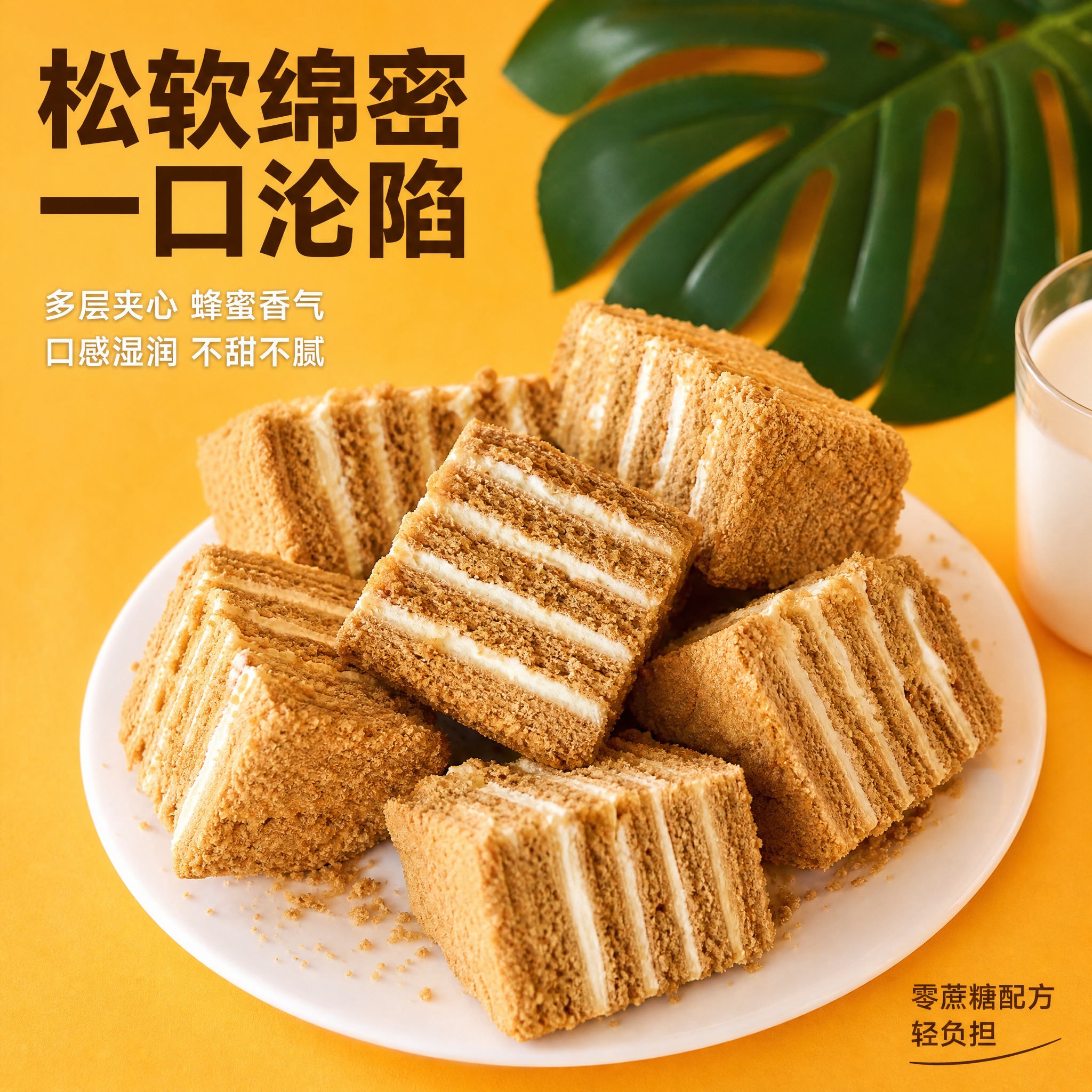 [主图-3] 细节与口感展示图，主题是微距特写蛋糕切面，强化松… - 图片创意预览
