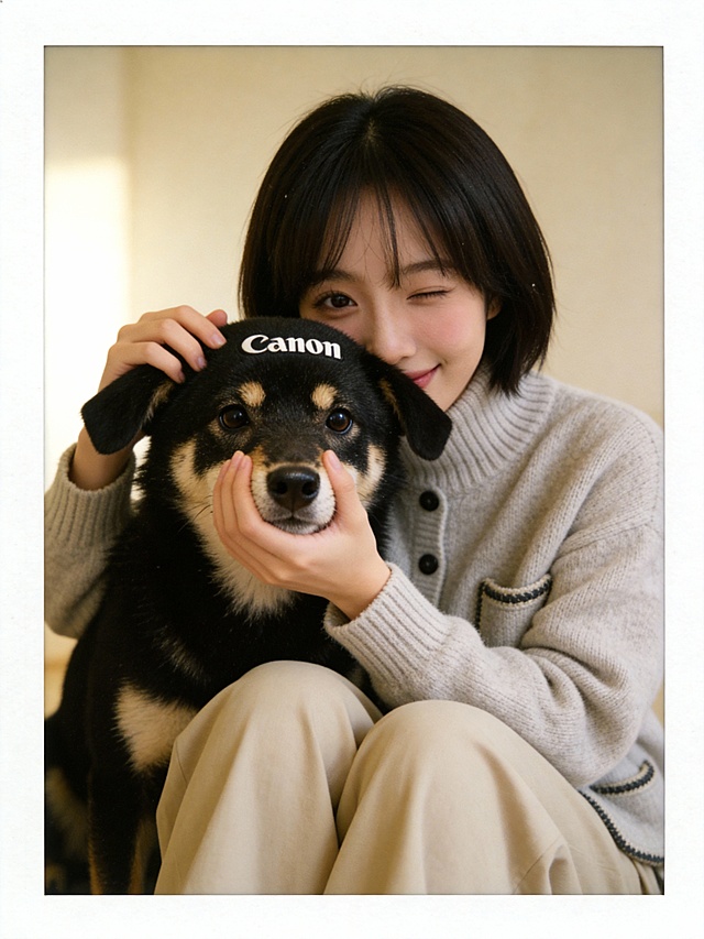 柴犬狗头相机热点创意玩法萌宠与主人合照宠物写真