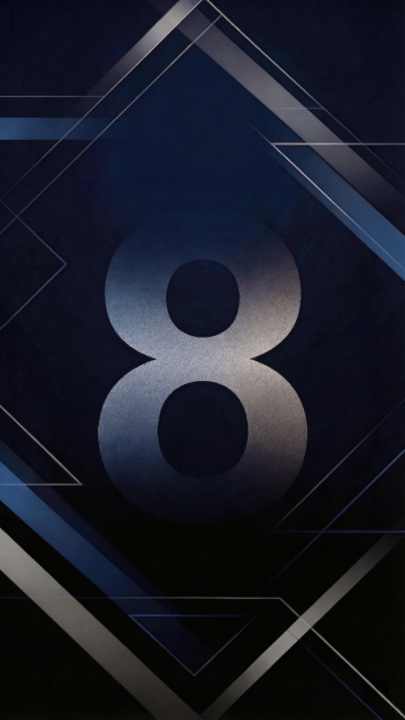 去除图片右下角的“即梦AI”文字和logo，保持原图深蓝色几何背景和银色数字8的风格不变，填充和周围一致的背景预览效果