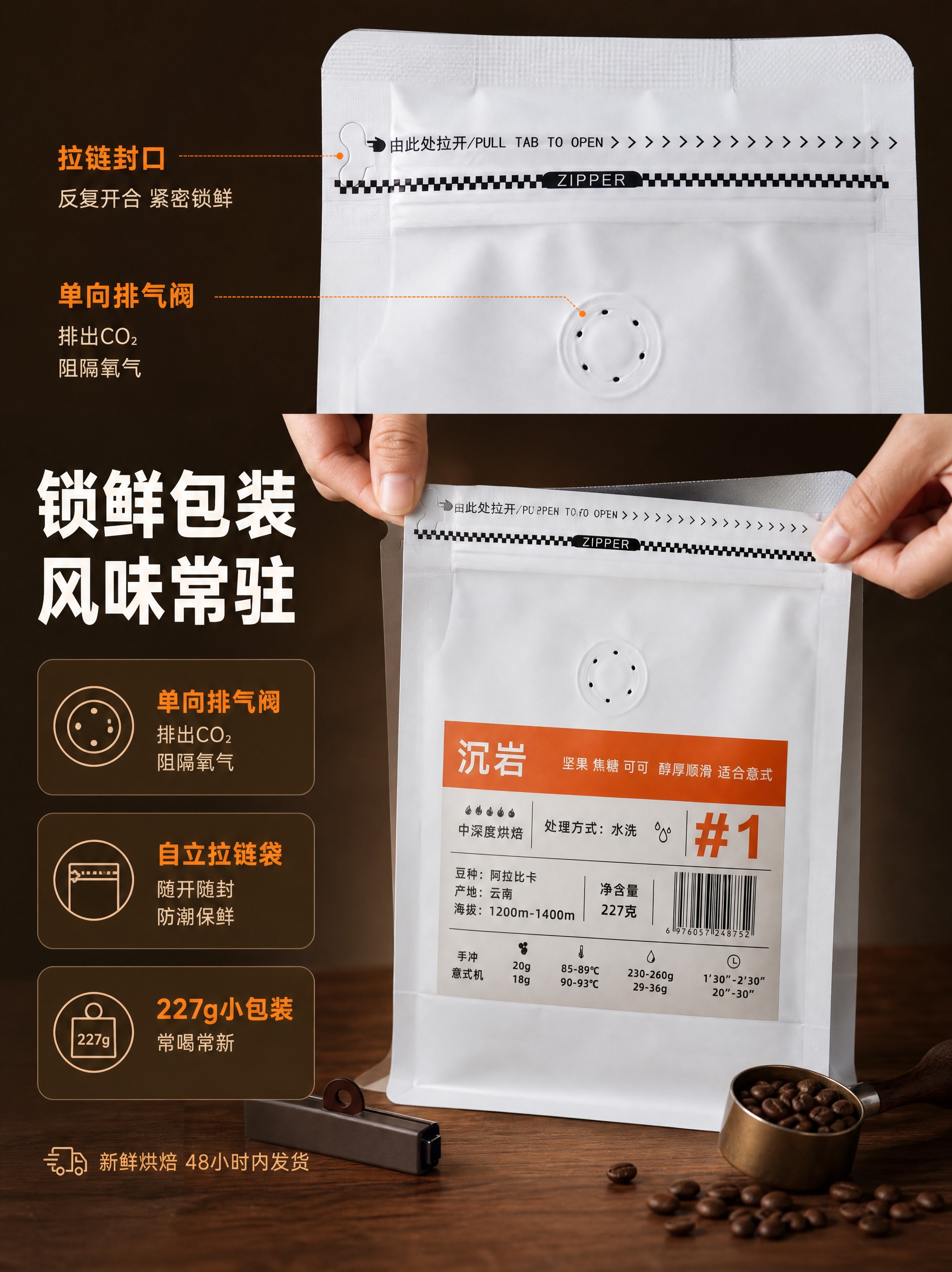 [商品] 使用【图1】【图2】云巅咖农沉岩#1咖啡豆白色自立袋… - 图片创意预览