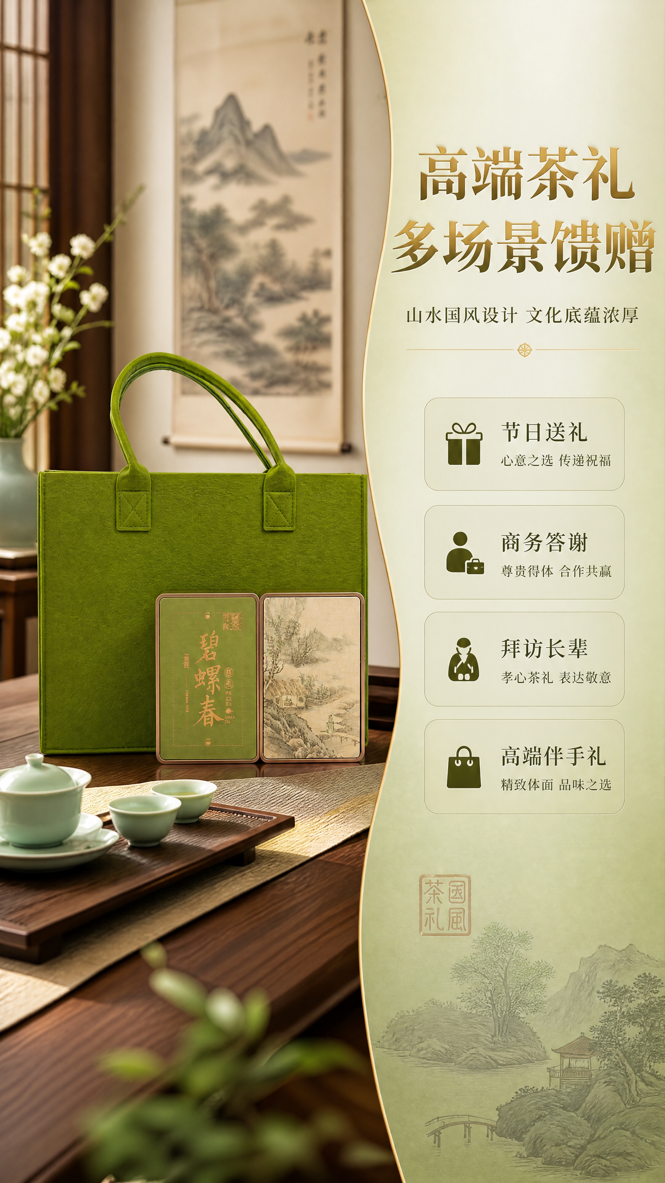 [商品] 使用【图3】碧螺春礼盒全套（毛毡手提袋+两个茶盒）；… - 图片创意预览
