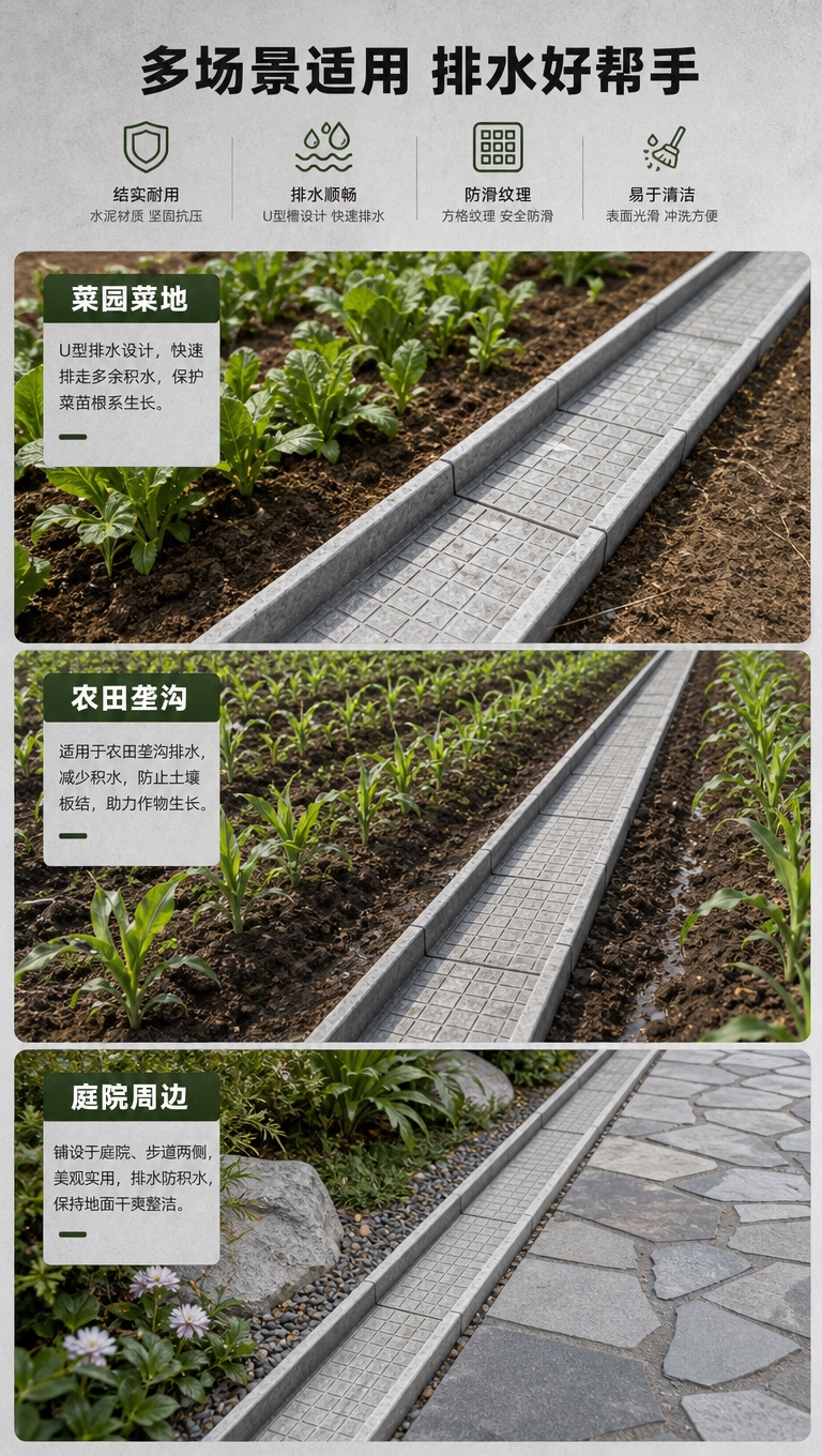 [商品] 使用【图1】水泥菜沟板（U型排水沟盖板）；保留U型槽… - 图片创意预览