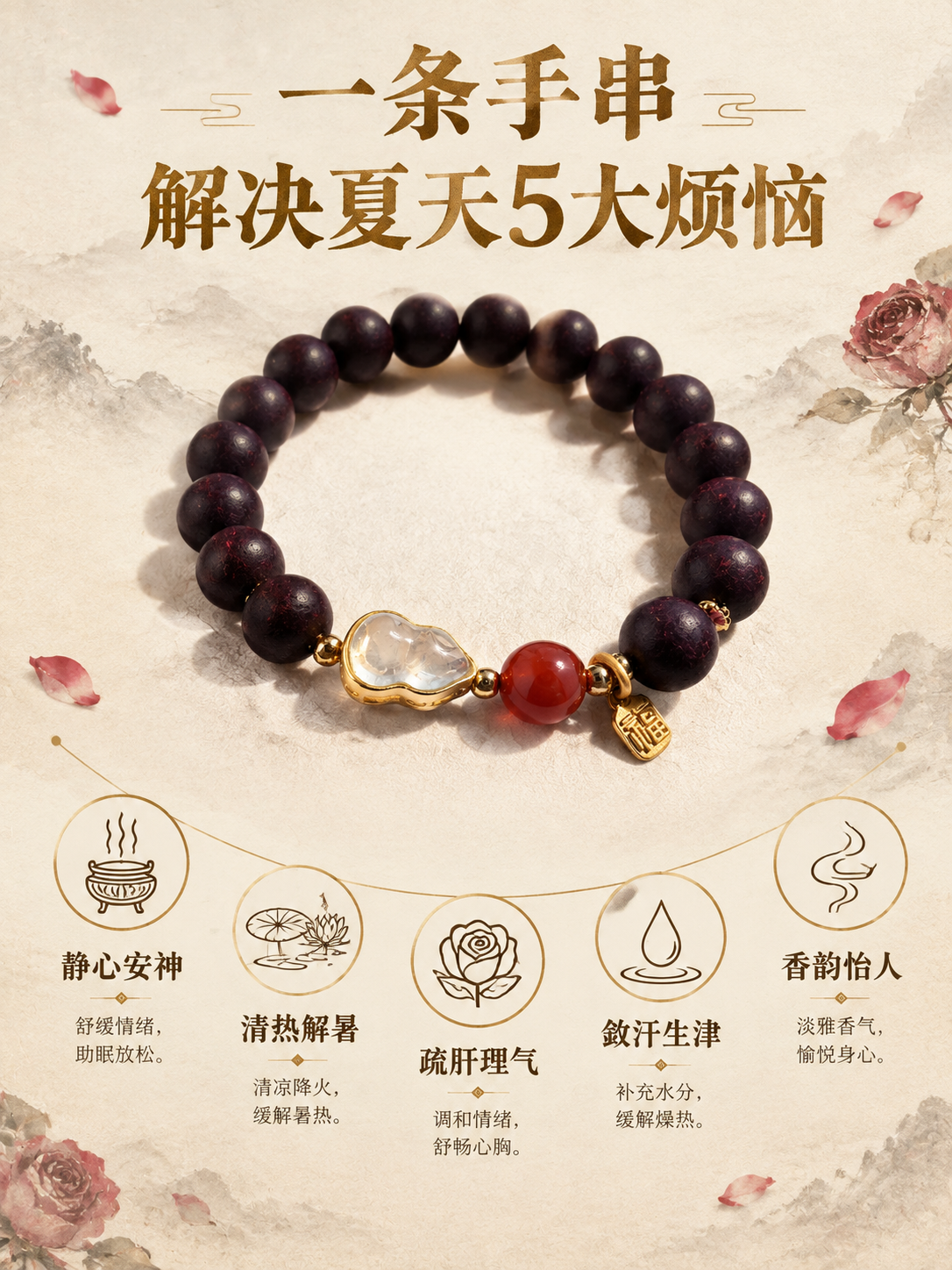 [商品] 使用【图1】墨红玫瑰酸枣仁合香珠手串；保留深紫色合香… - 图片创意预览
