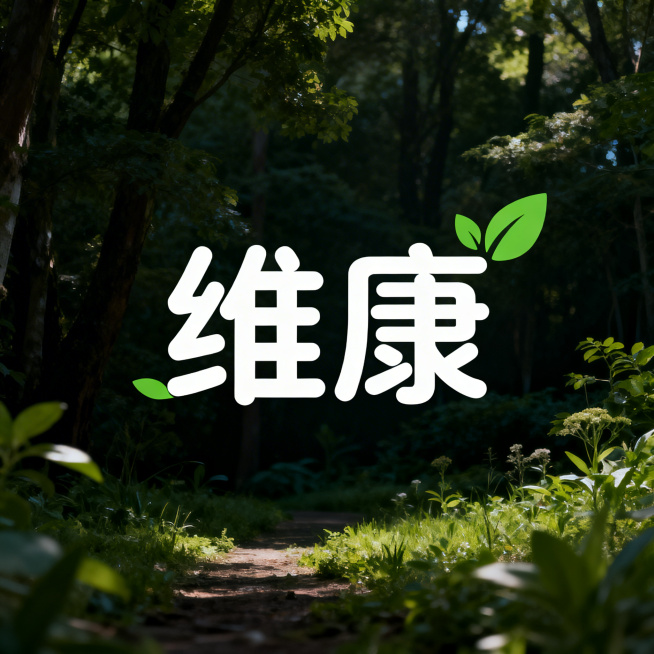 保健品品牌维康的LOGO设计，简约大方风格，天然绿色配色，将文字“维康”设计为圆润字体，将叶子元素与文字相结合，整体干净简洁适合品牌使用预览效果