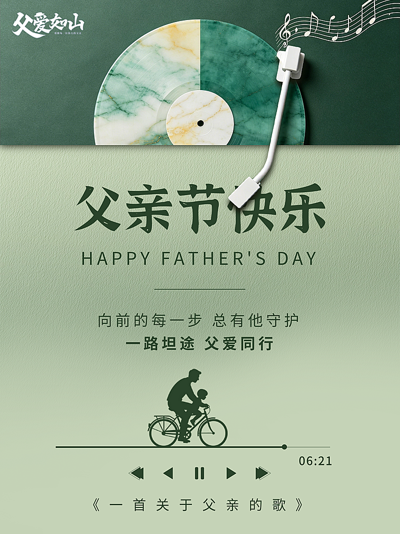 父亲节快乐祝福创意复古感通用竖版海报