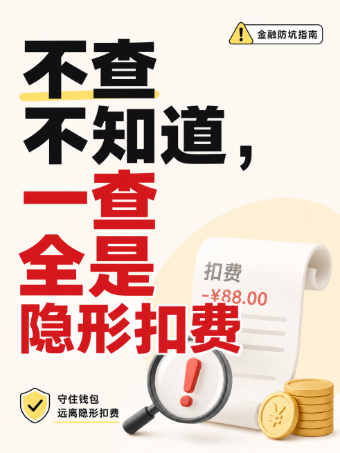不查不知道，一查全是隐形扣费。这个标题，帮我生成一个小红书封面预览效果