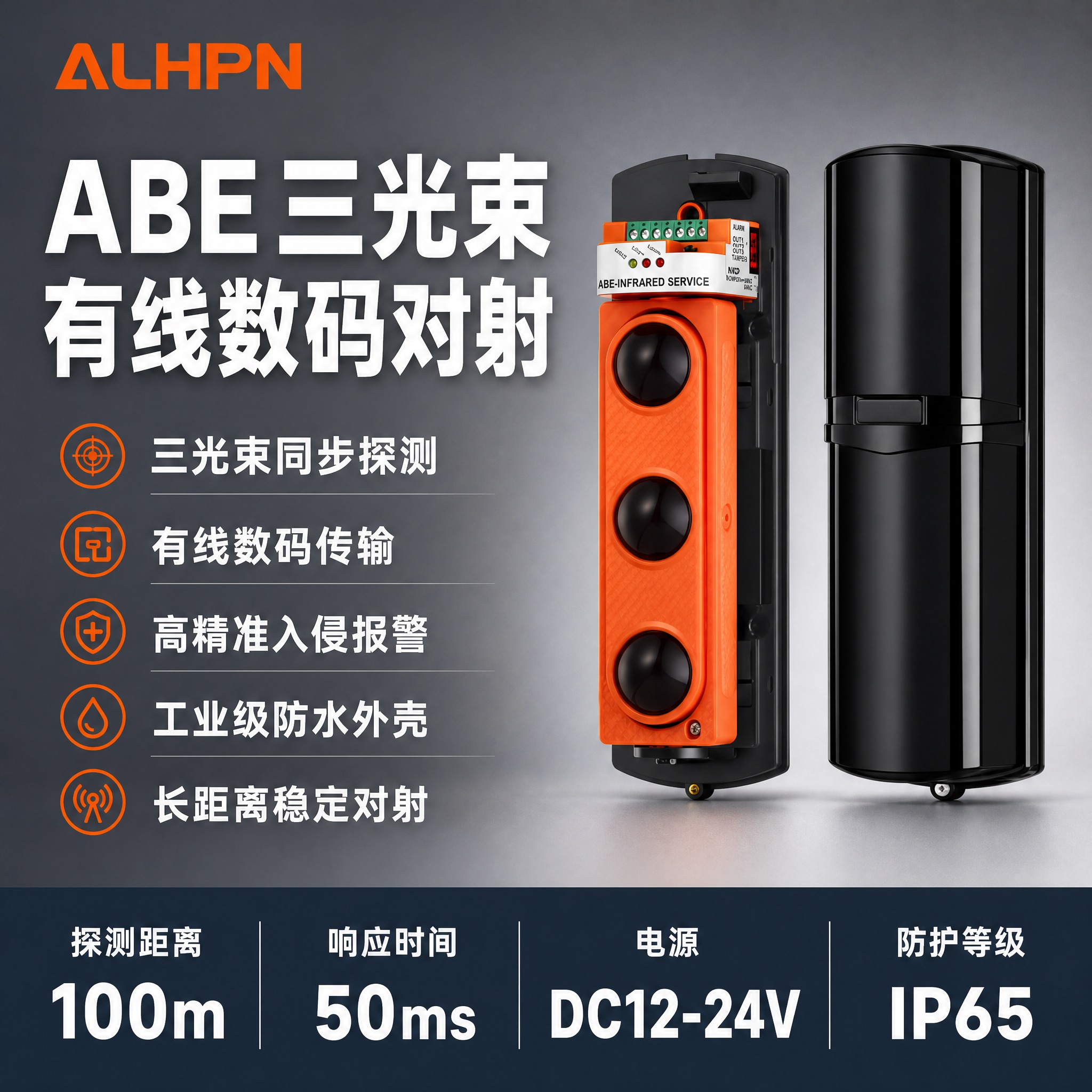 [主图-1] 首图品牌海报，突出ABE三光束有线数码对射产品全… - 图片创意预览