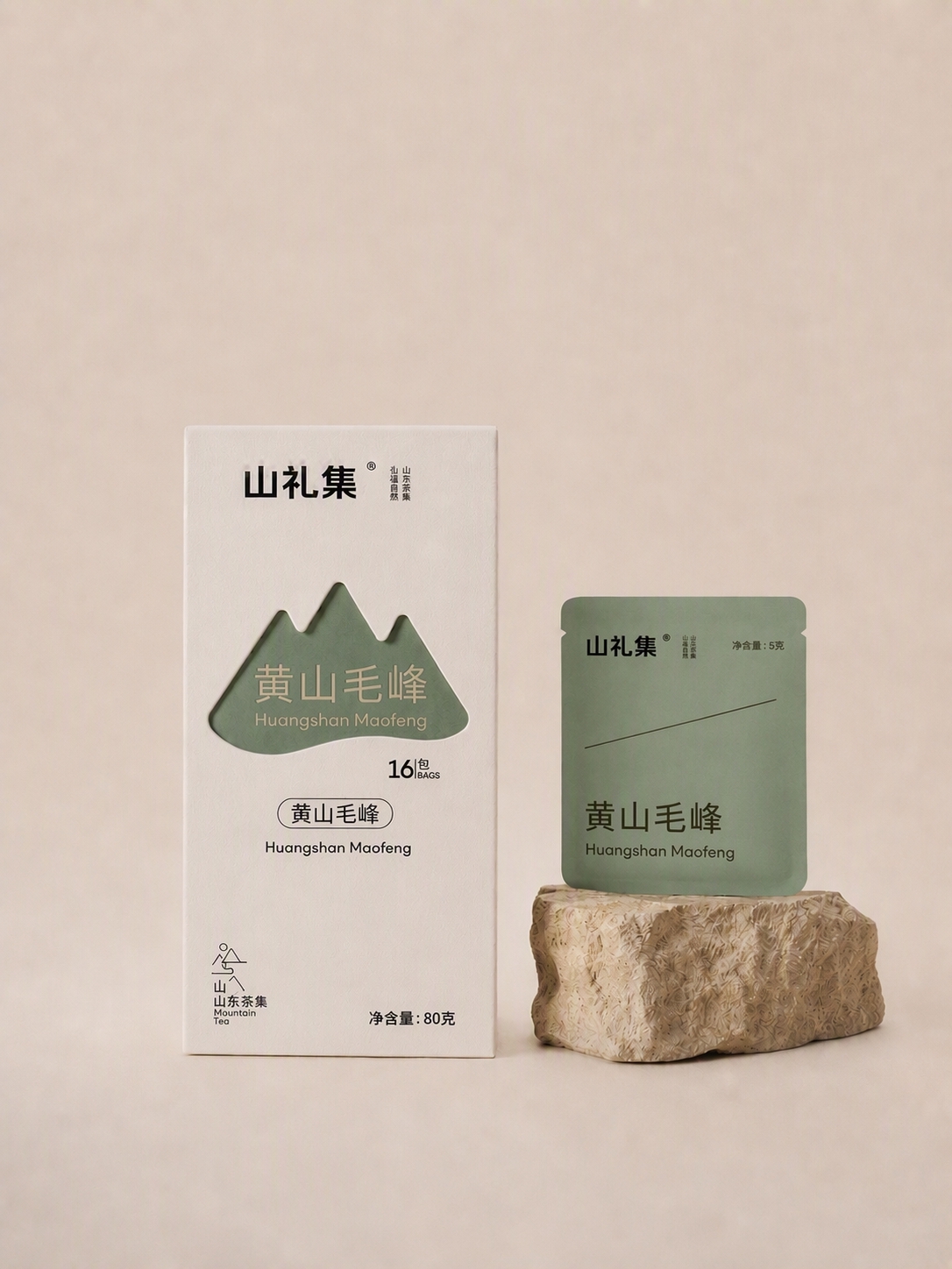 将右侧独立小茶包的颜色从米白色改为与包装盒上山形镂空一致的中竹… - 图片创意预览