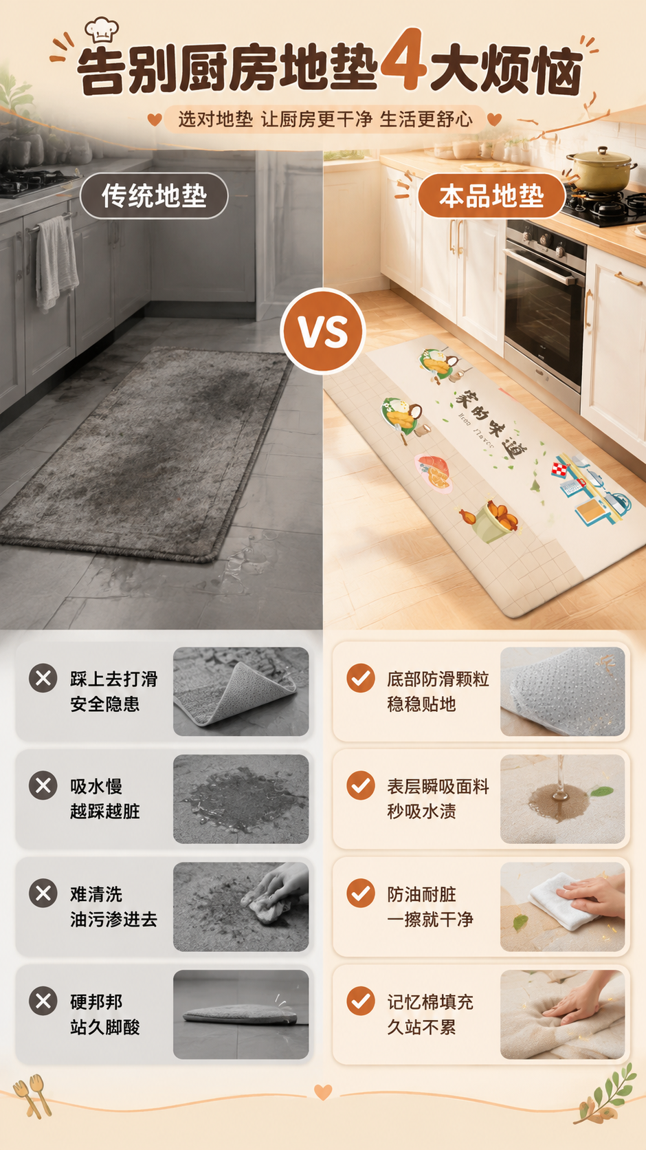 [商品] 使用【图1】家的味道系列厨房地垫长条款；保留浅米色底… - 图片创意预览