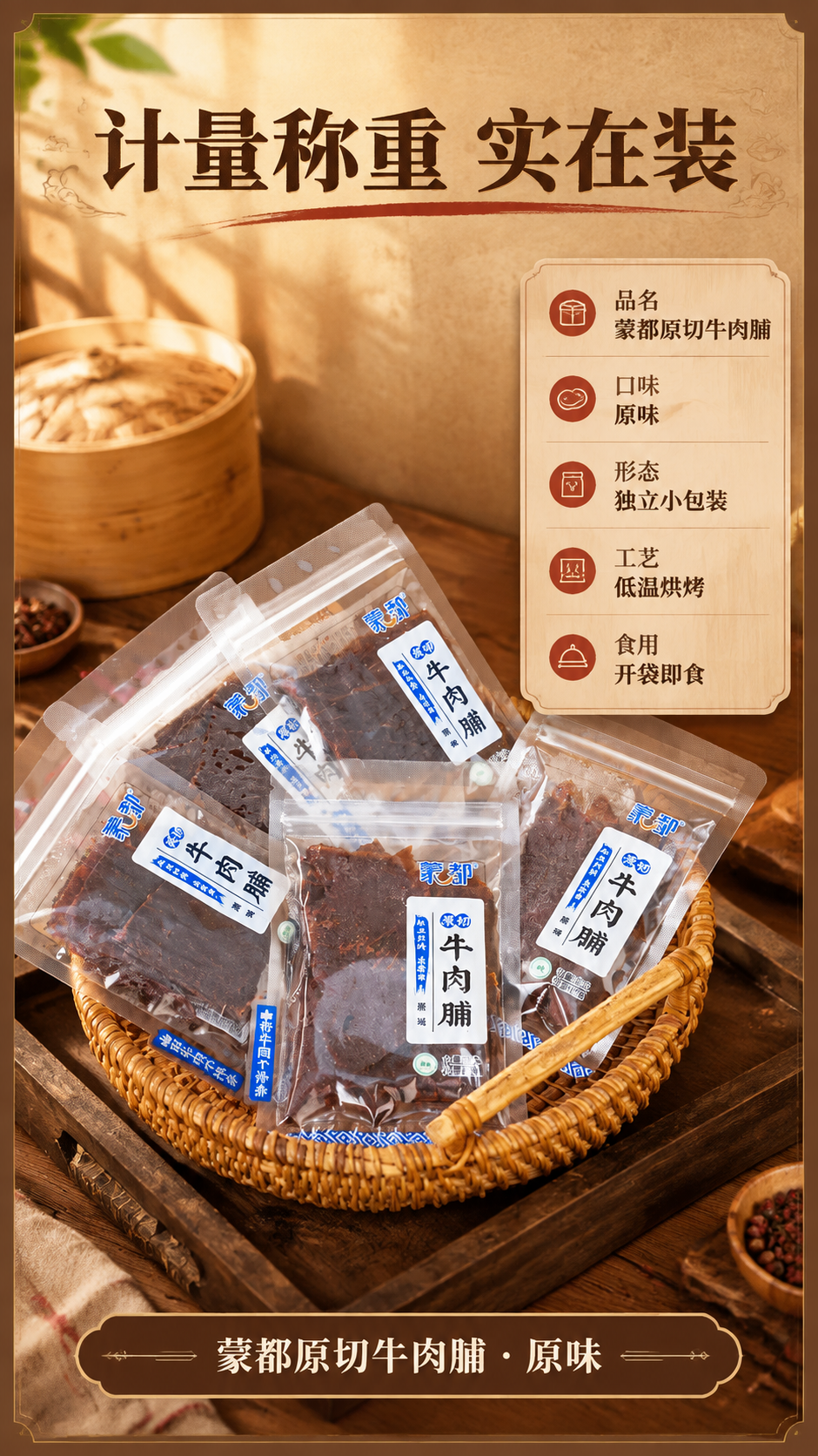 [商品] 使用【图3】蒙都原切牛肉脯藤编圆篮多包陈列；保留藤篮… - 图片创意预览