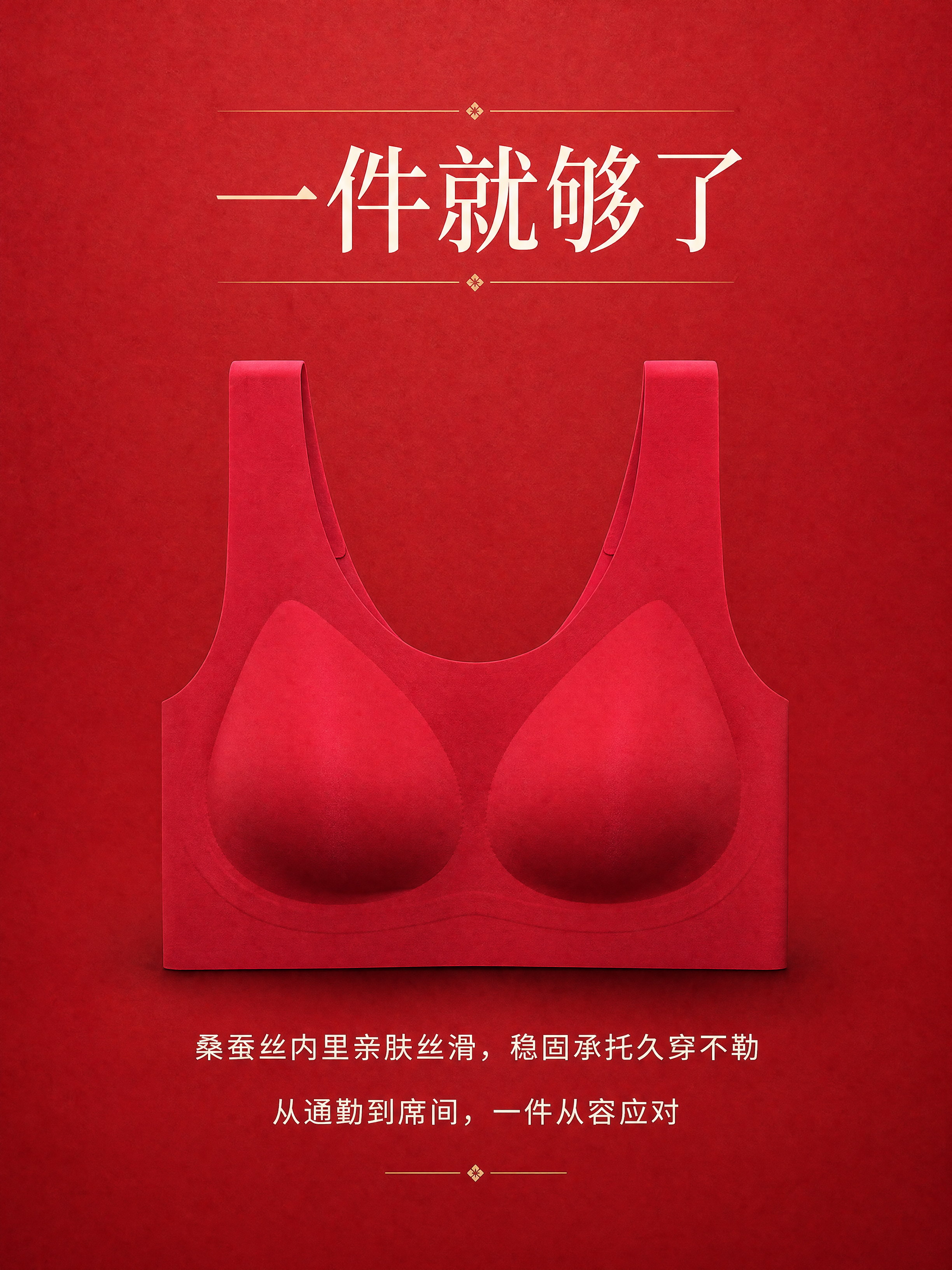 [商品] 使用【图3】红色款内衣正面产品图；保留背心式结构、U… - 图片创意预览