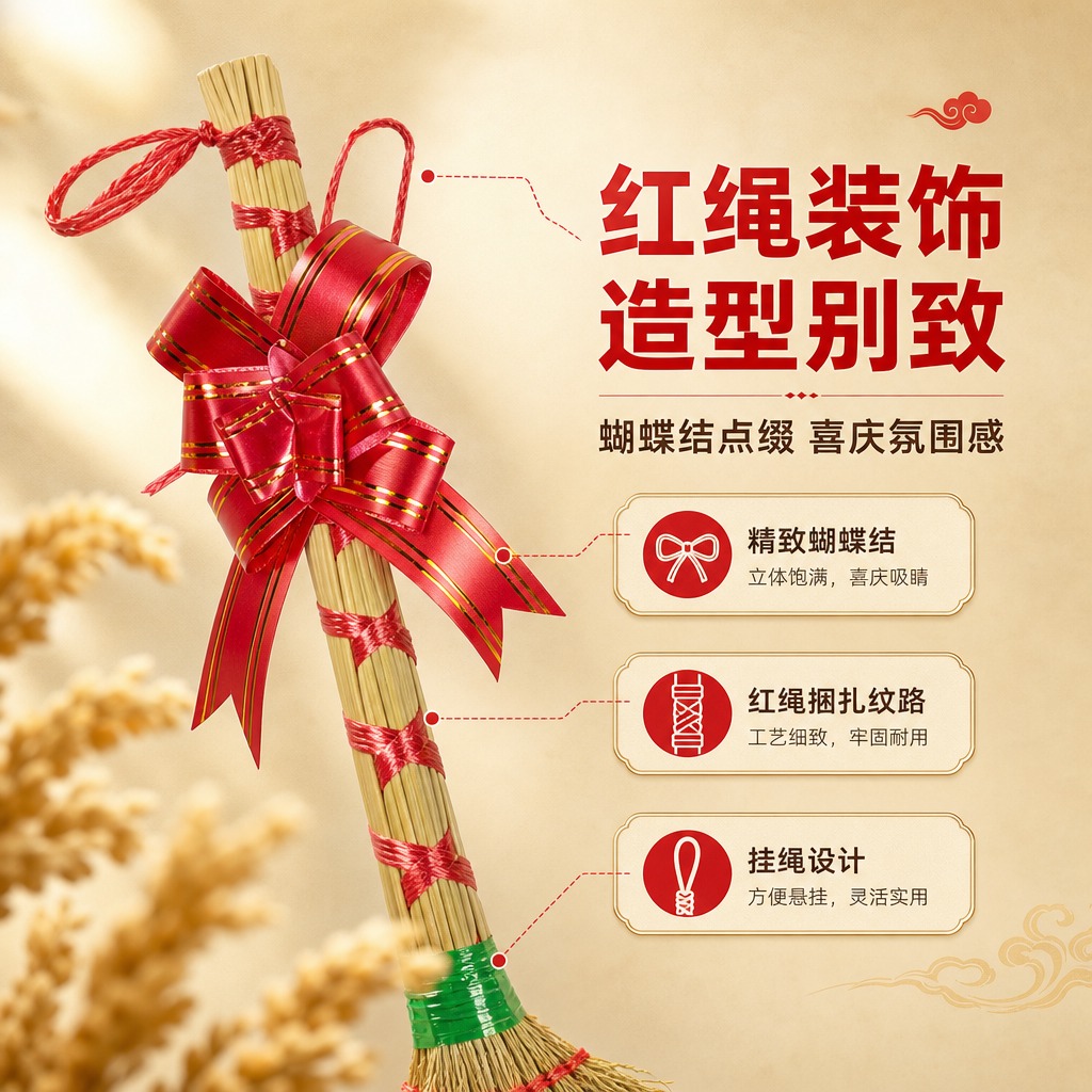 [商品] 使用【图1】小扫把斜款捆红绳；重点保留红色蝴蝶结装饰… - 图片创意预览