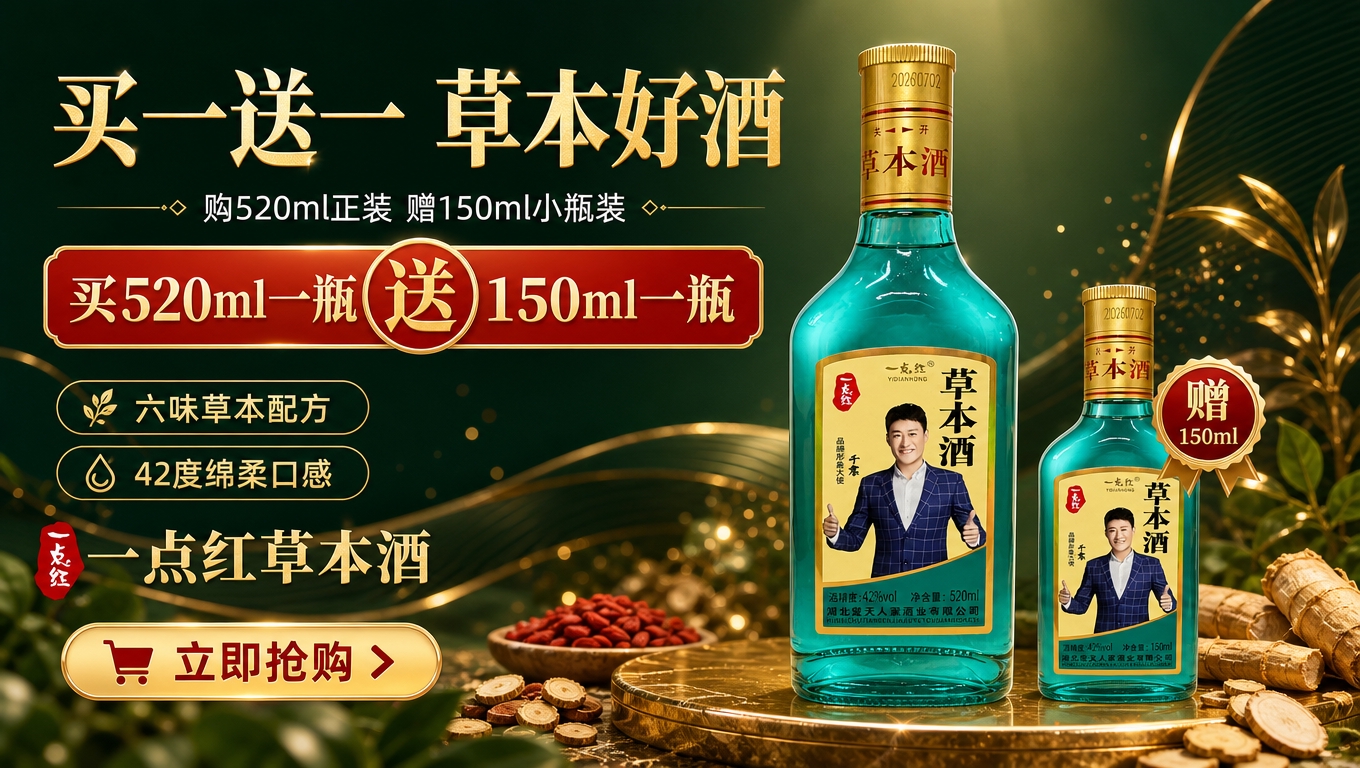 【主体】一点红草本酒，100% 还原上传商品图的产品外形、包装… - 图片创意预览