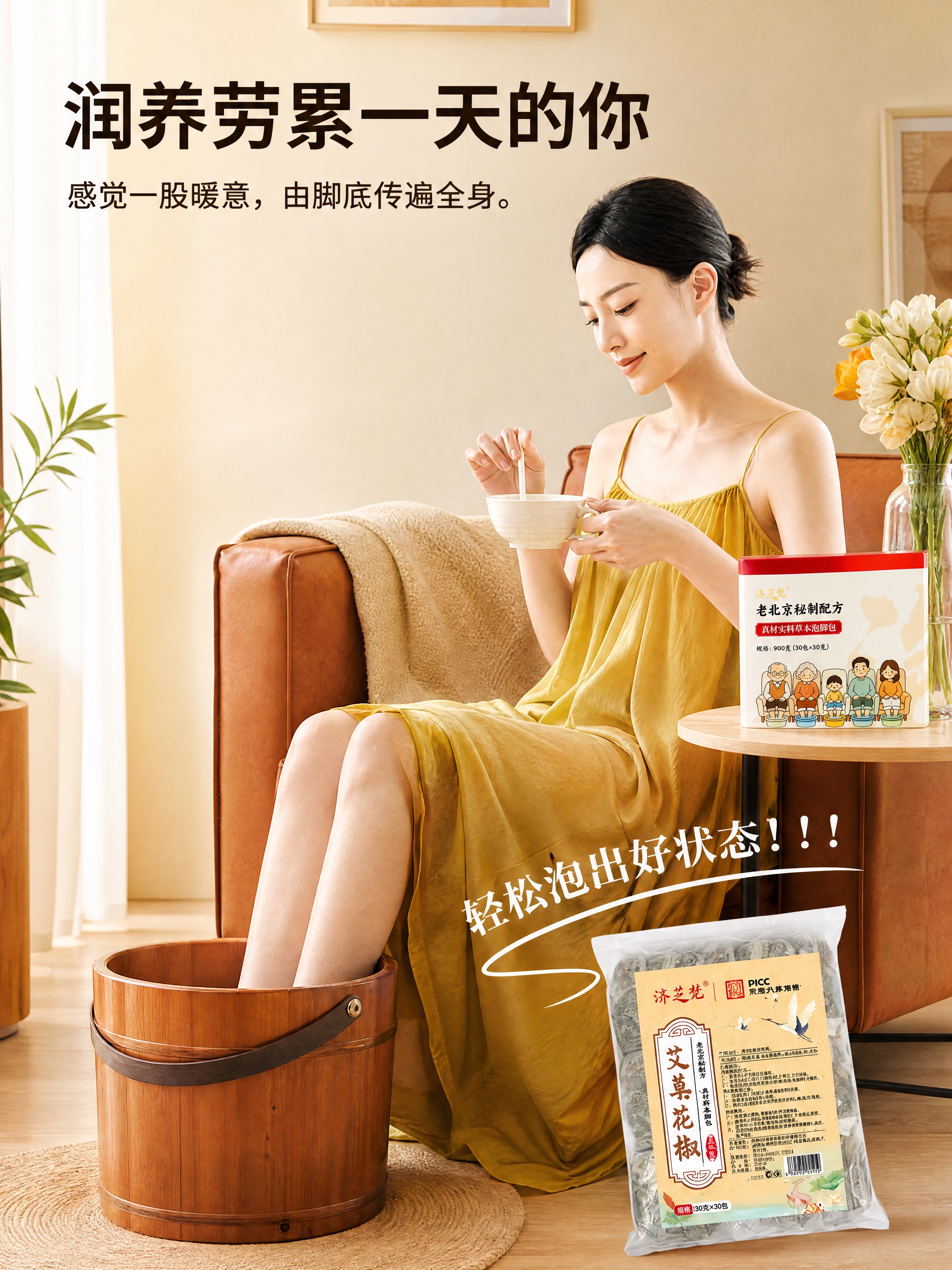 拼多多电商详情页第六张，标题“润养劳累一天的你”，副标题“感觉… - 图片创意预览