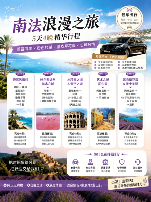 修改这张旅游海报，修正图中的错别字：将'出娑！出发吧！'改为'出发！出发吧！'，保持原图的整体设计、内容、排版、风格完全不变，只修改这个错别字预览效果